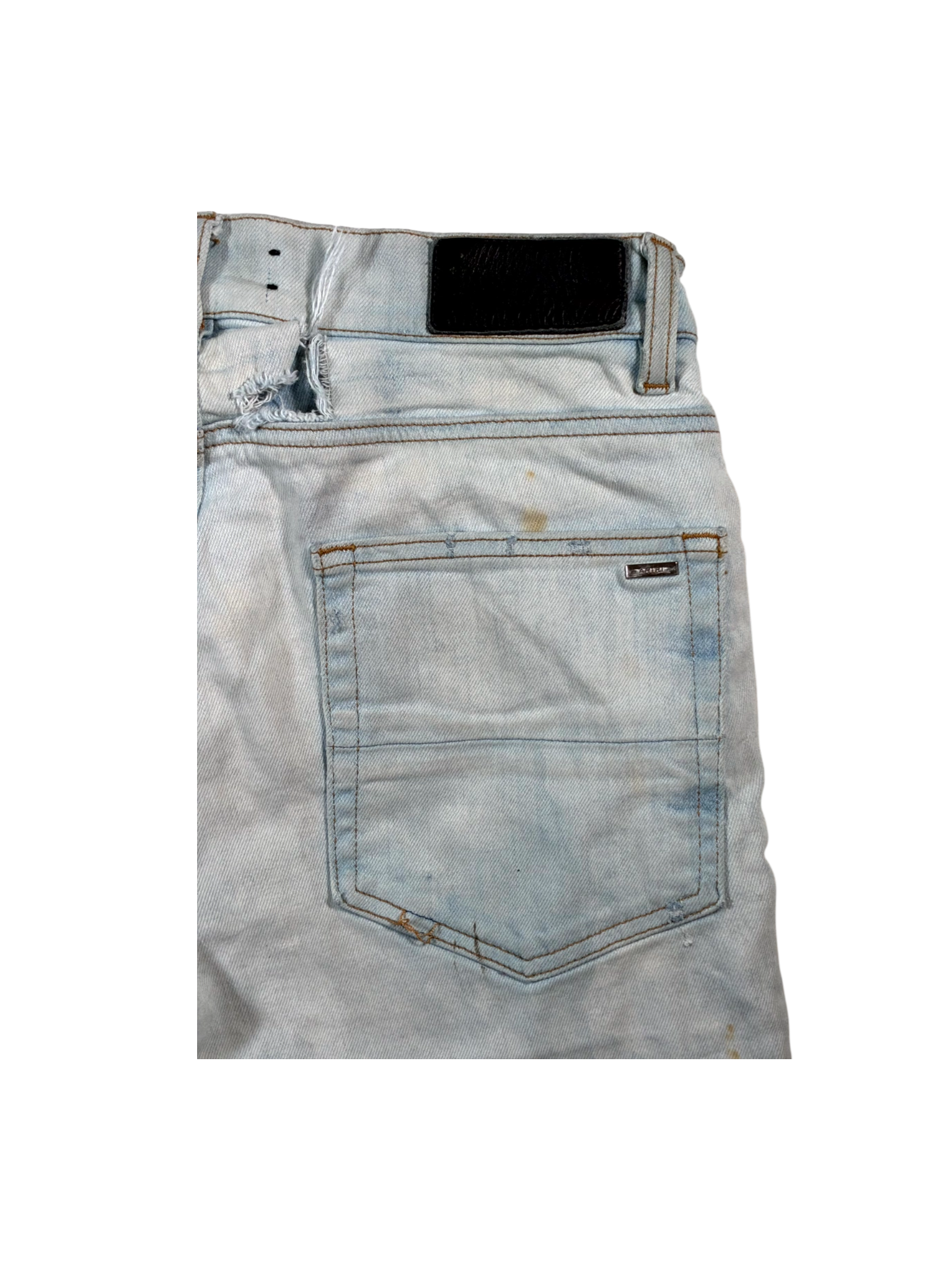 Amiri MX2 Light Wash, Black & White Paisley Jeans