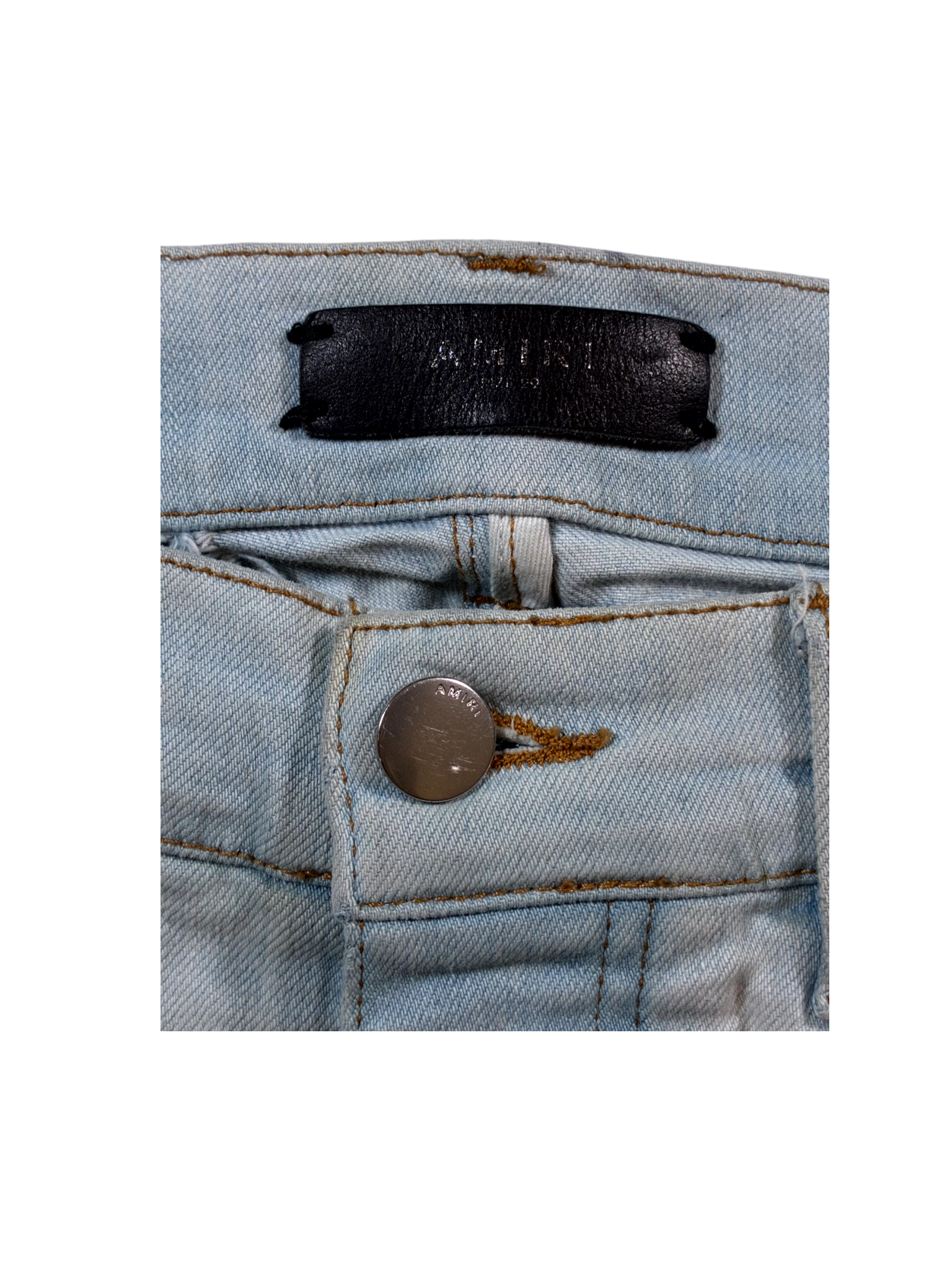 Amiri MX2 Light Wash, Black & White Paisley Jeans