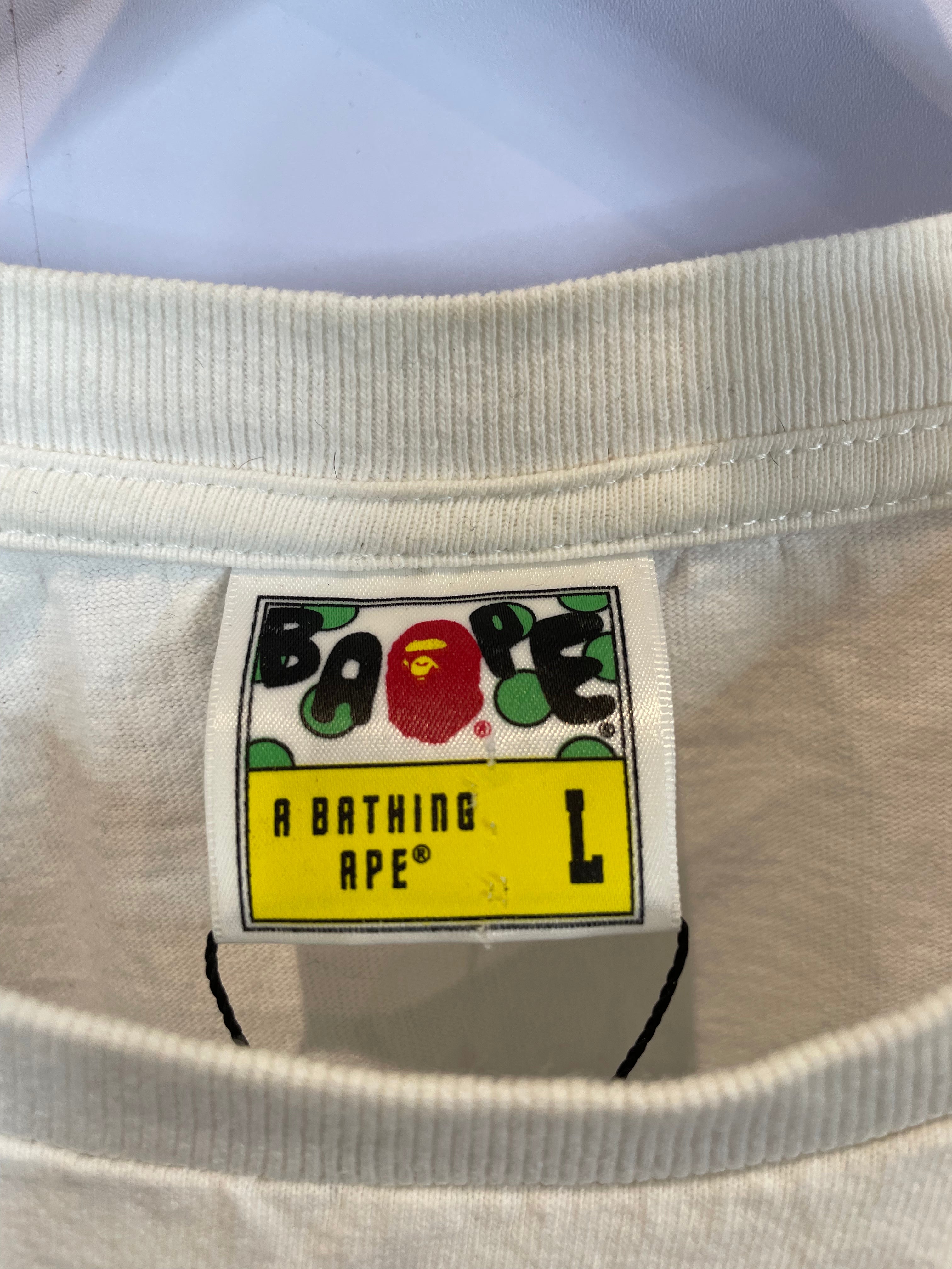 BAPE Zip Shark Tee White Multi Camo Used Large