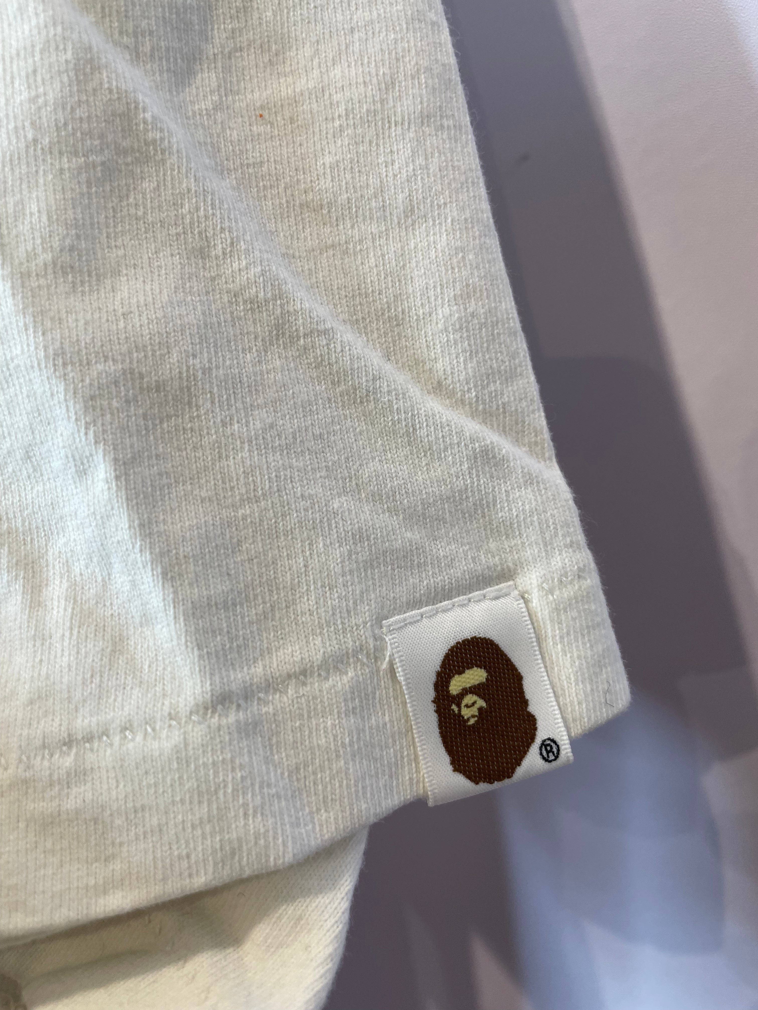 BAPE Zip Shark Tee White Multi Camo Used Large