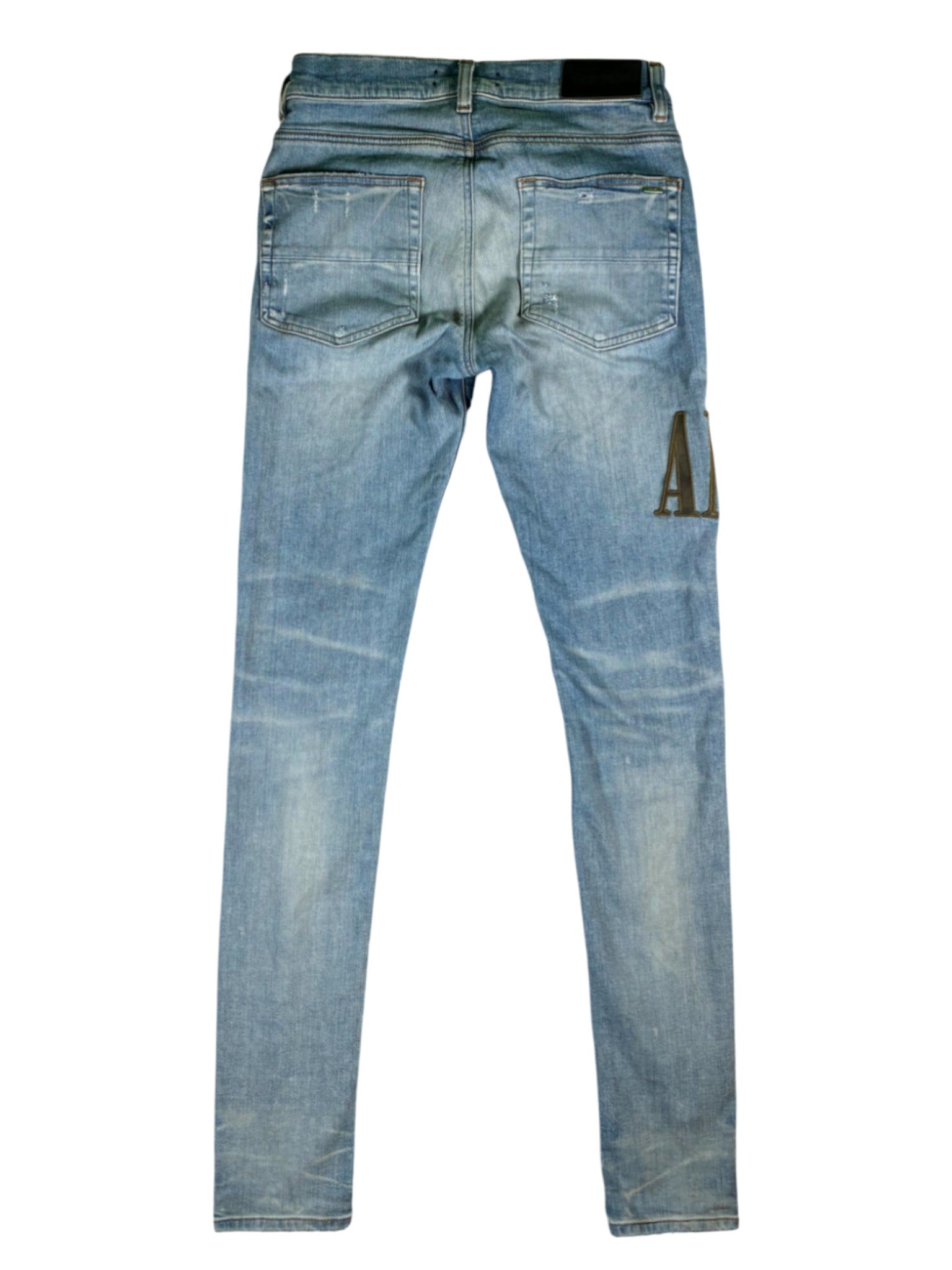 Amiri MX1 Camo Side Logo Patch Light Wash Jeans