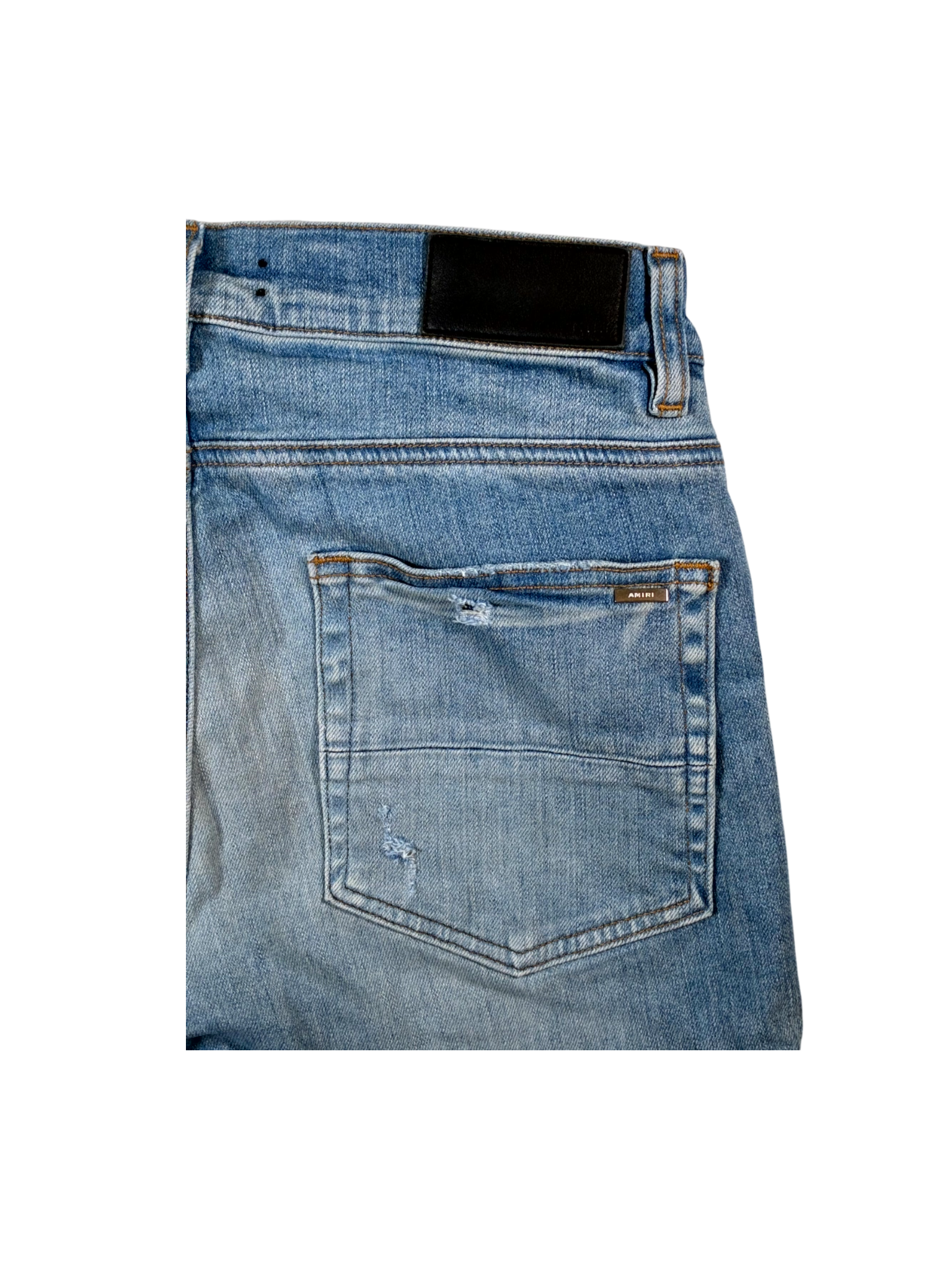 Amiri MX1 Camo Side Logo Patch Light Wash Jeans