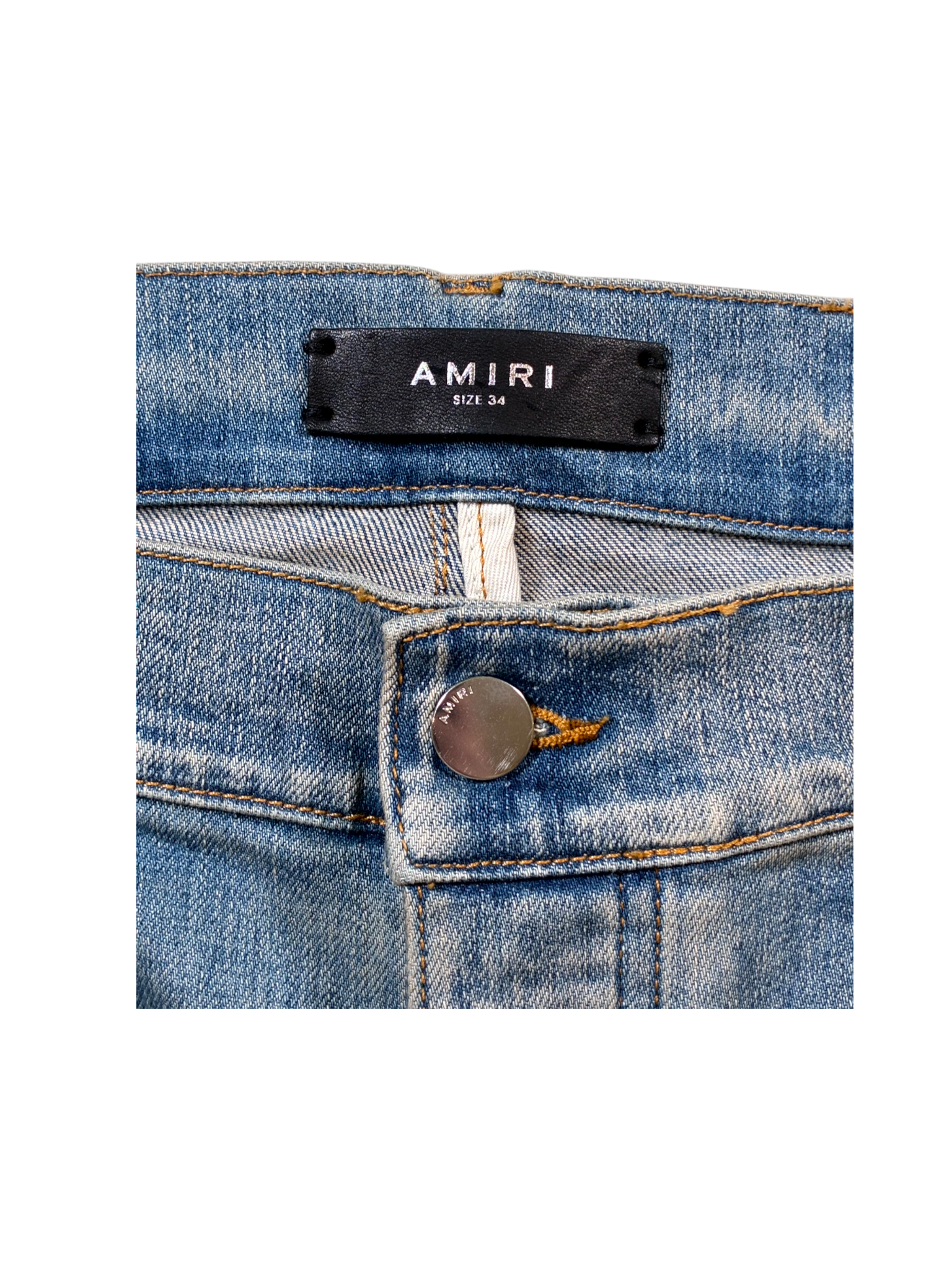 Amiri MX2 Camo Patch Light Wash Jeans