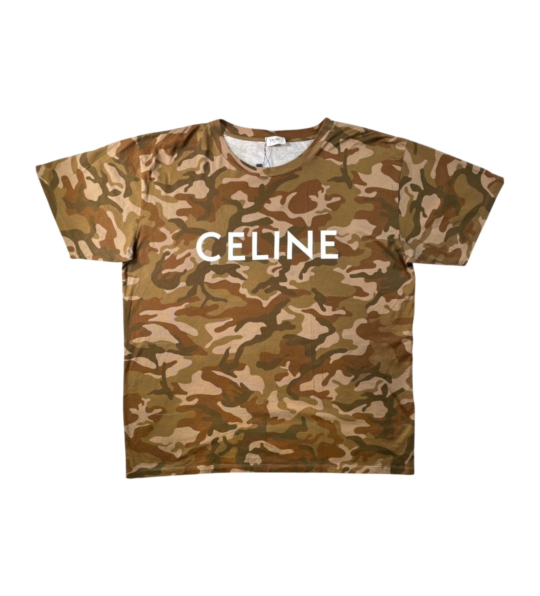 Celine Desert Camo Core Logo Multicolor & White Tee