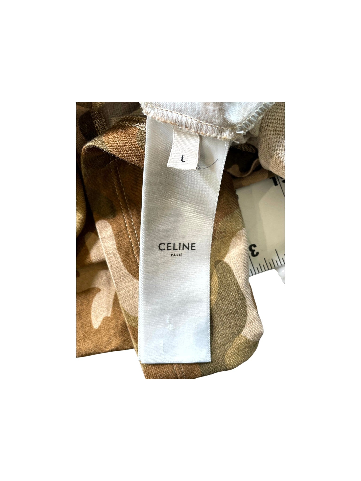 Celine Desert Camo Core Logo Multicolor & White Tee