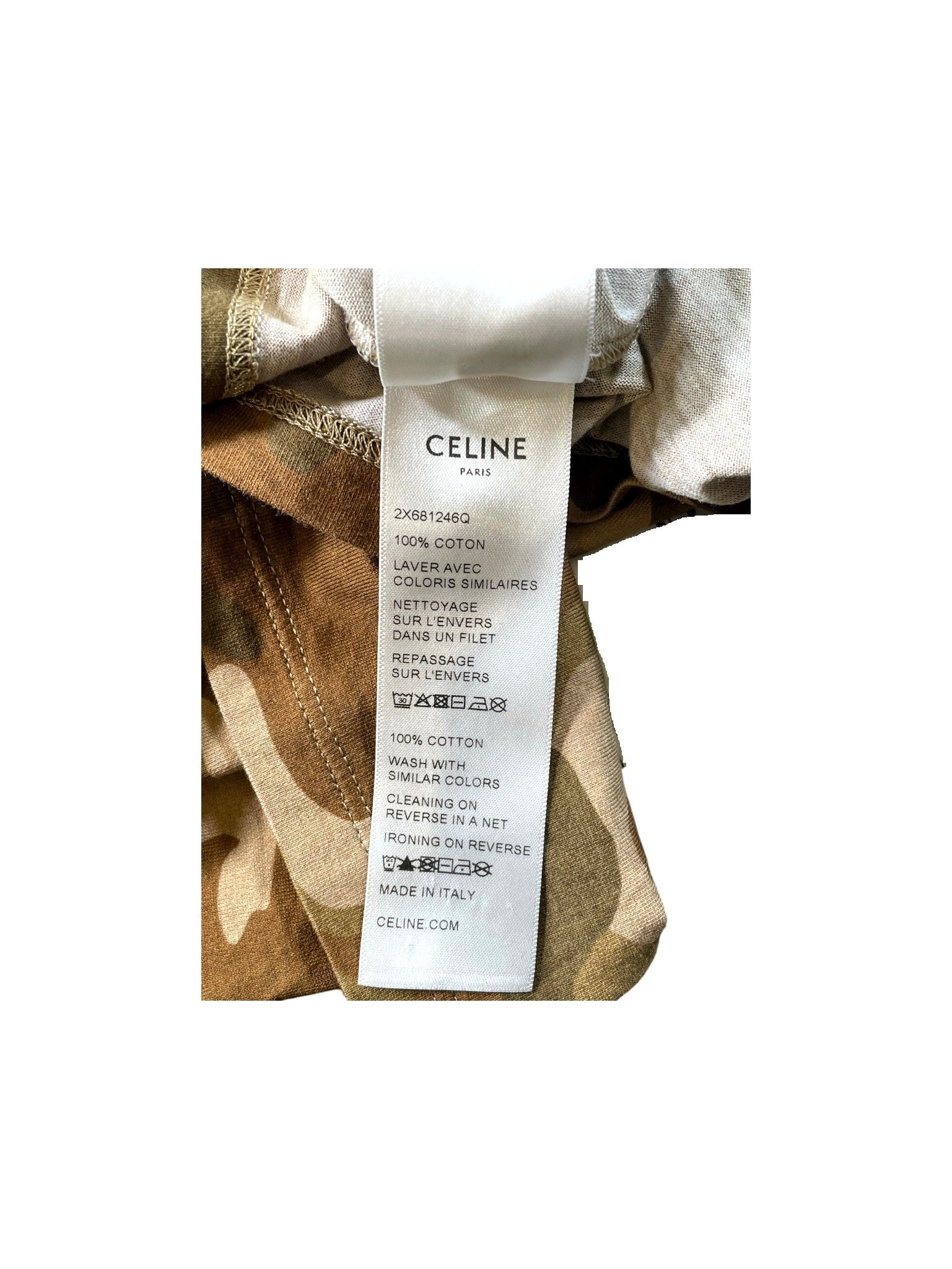 Celine Desert Camo Core Logo Multicolor & White Tee