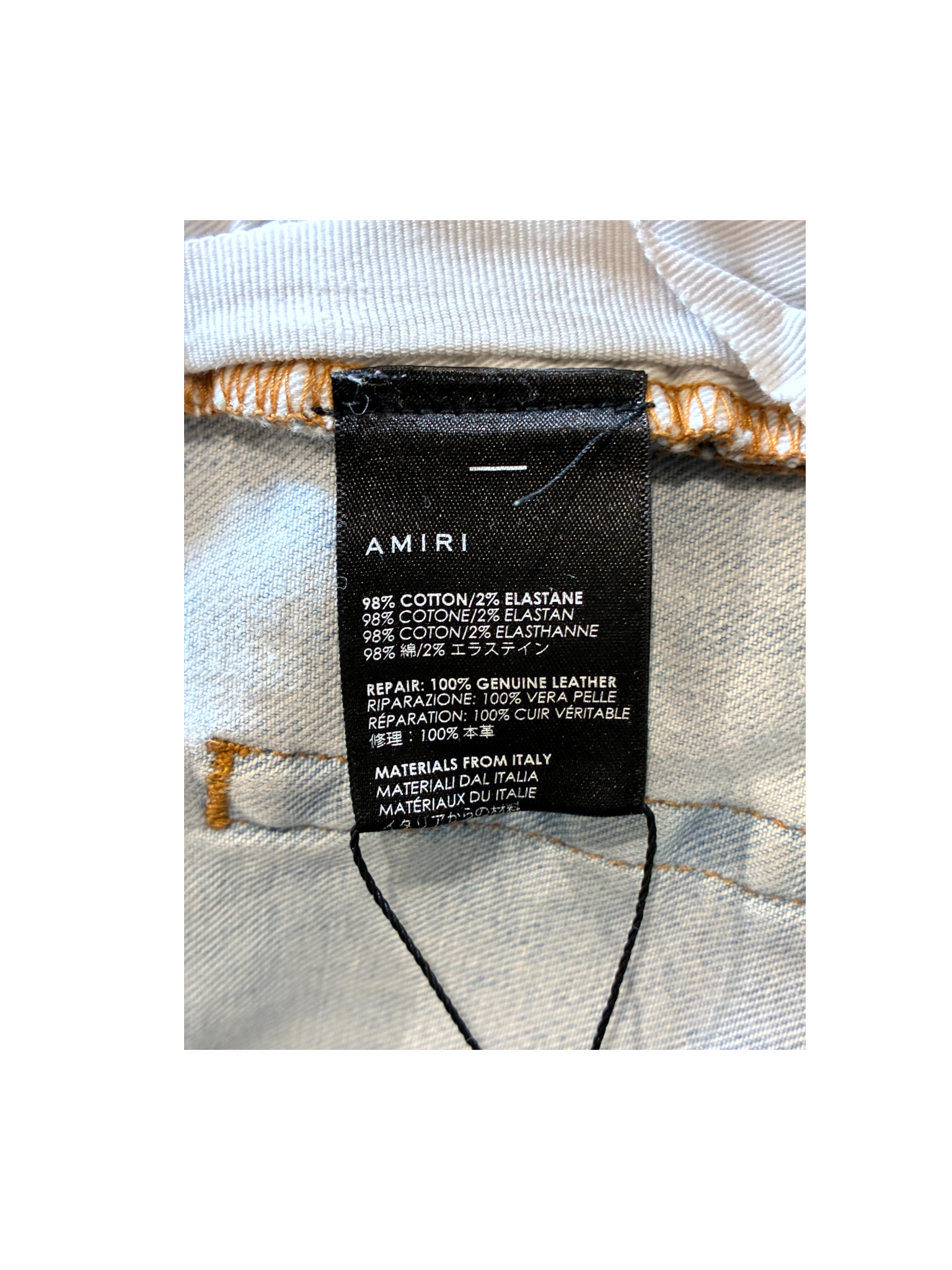 Amiri Leather Patch MX1 Light Wash & White Jeans