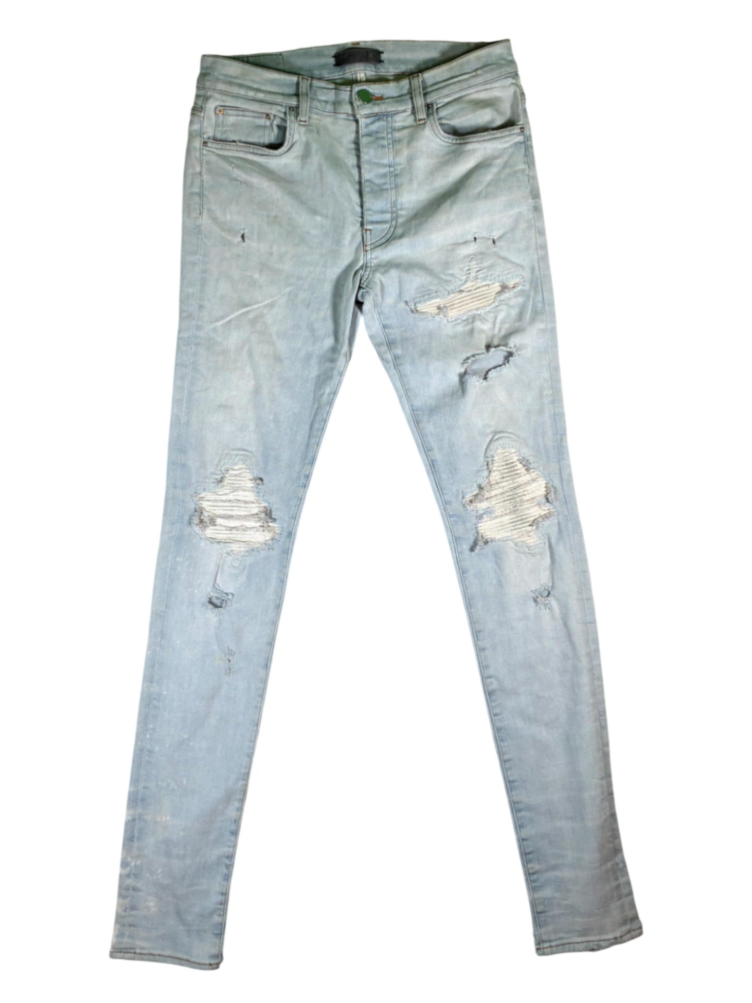 Amiri MX1 Patch Light Wash & White Jeans