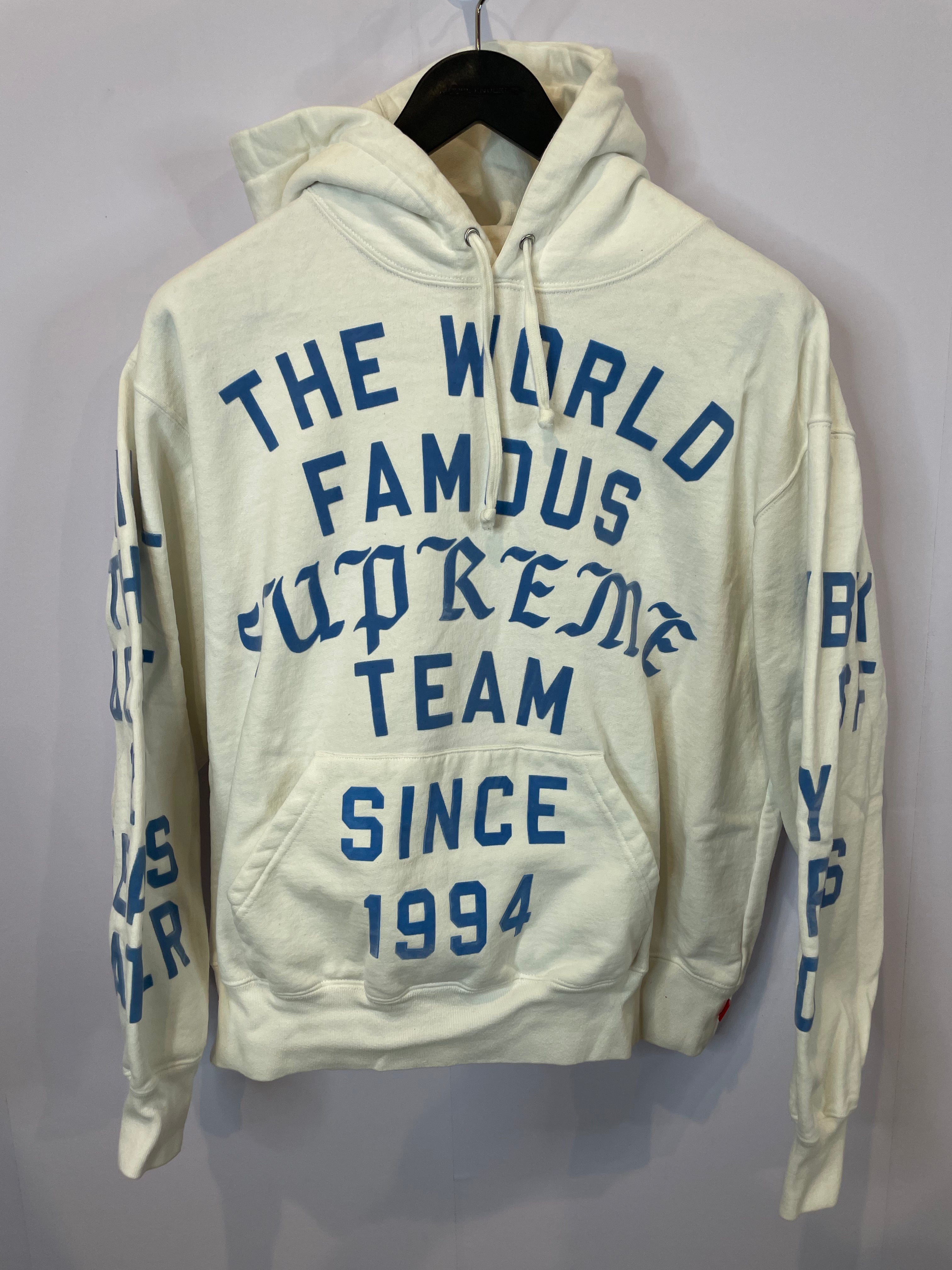 Supreme Team Hoodie White Blue Used Small