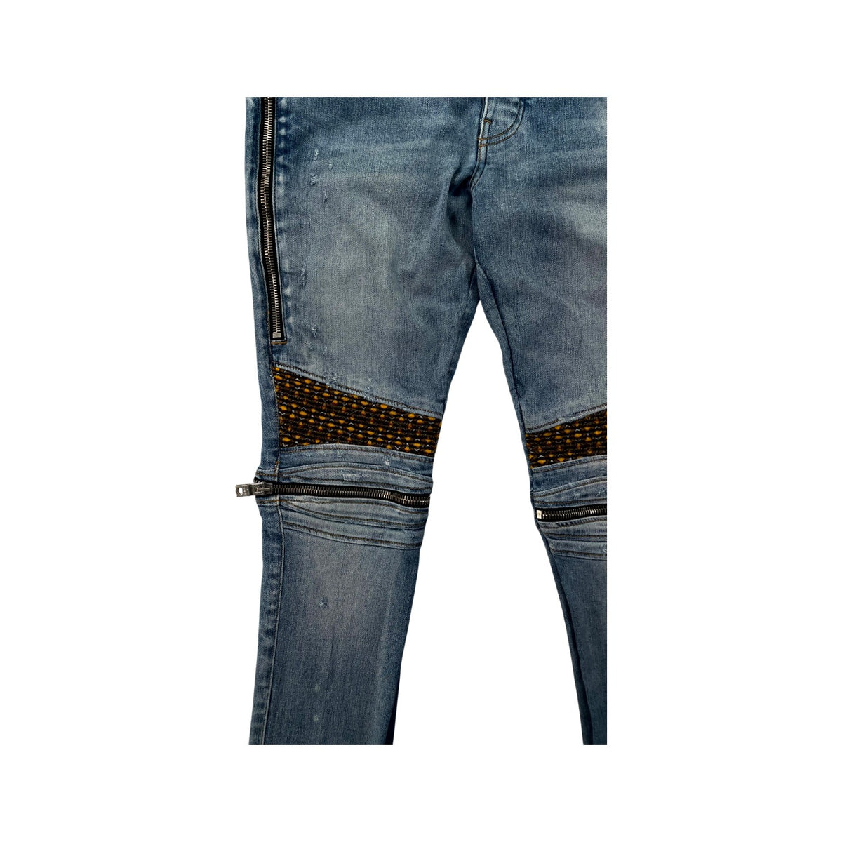Amiri "MX2" Honey Comb Light Wash & Yellow Jeans