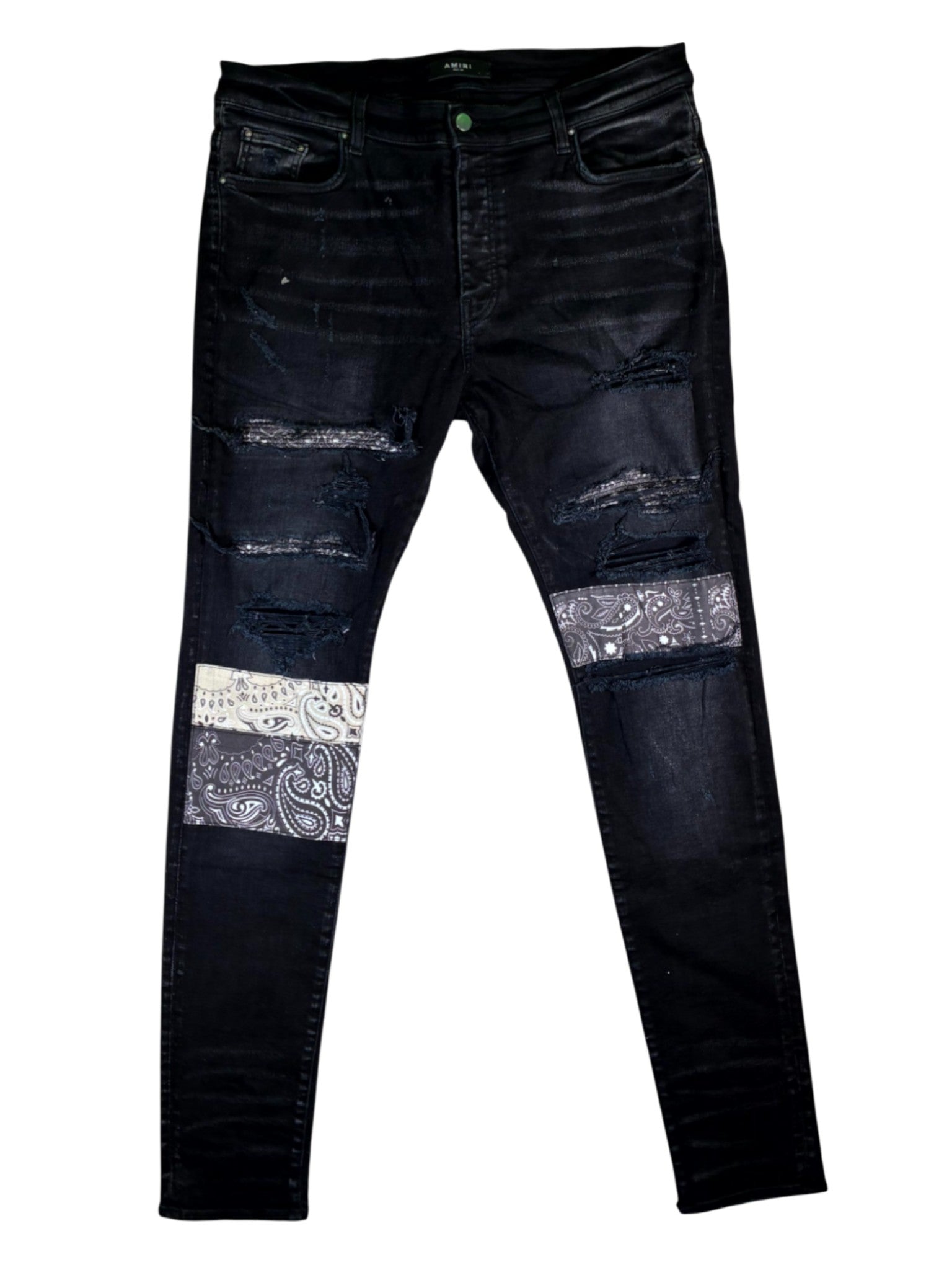 Amiri Paisley Patchwork Black Jeans