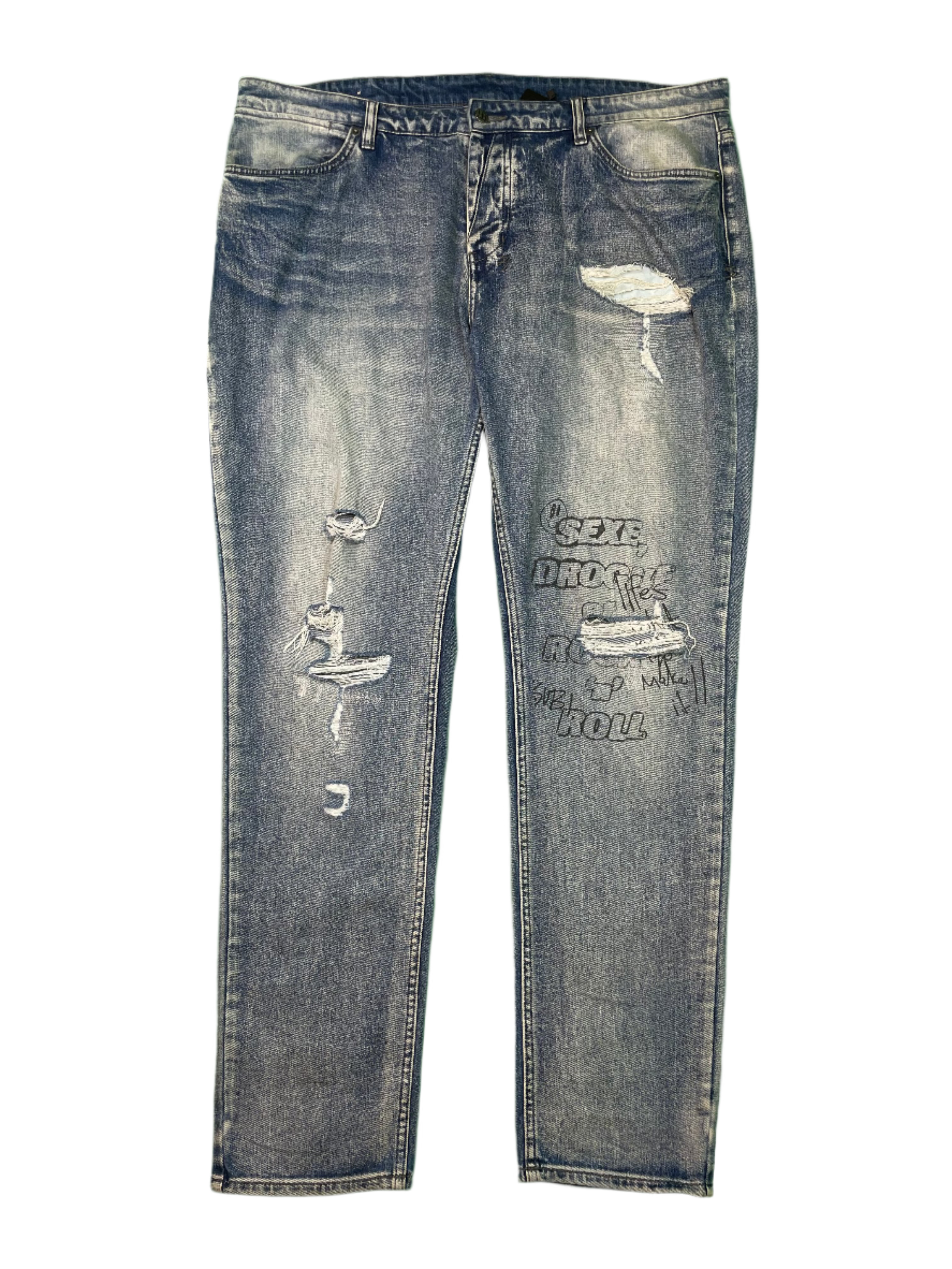 Ksubi Dark Wash Writing Blue Jeans