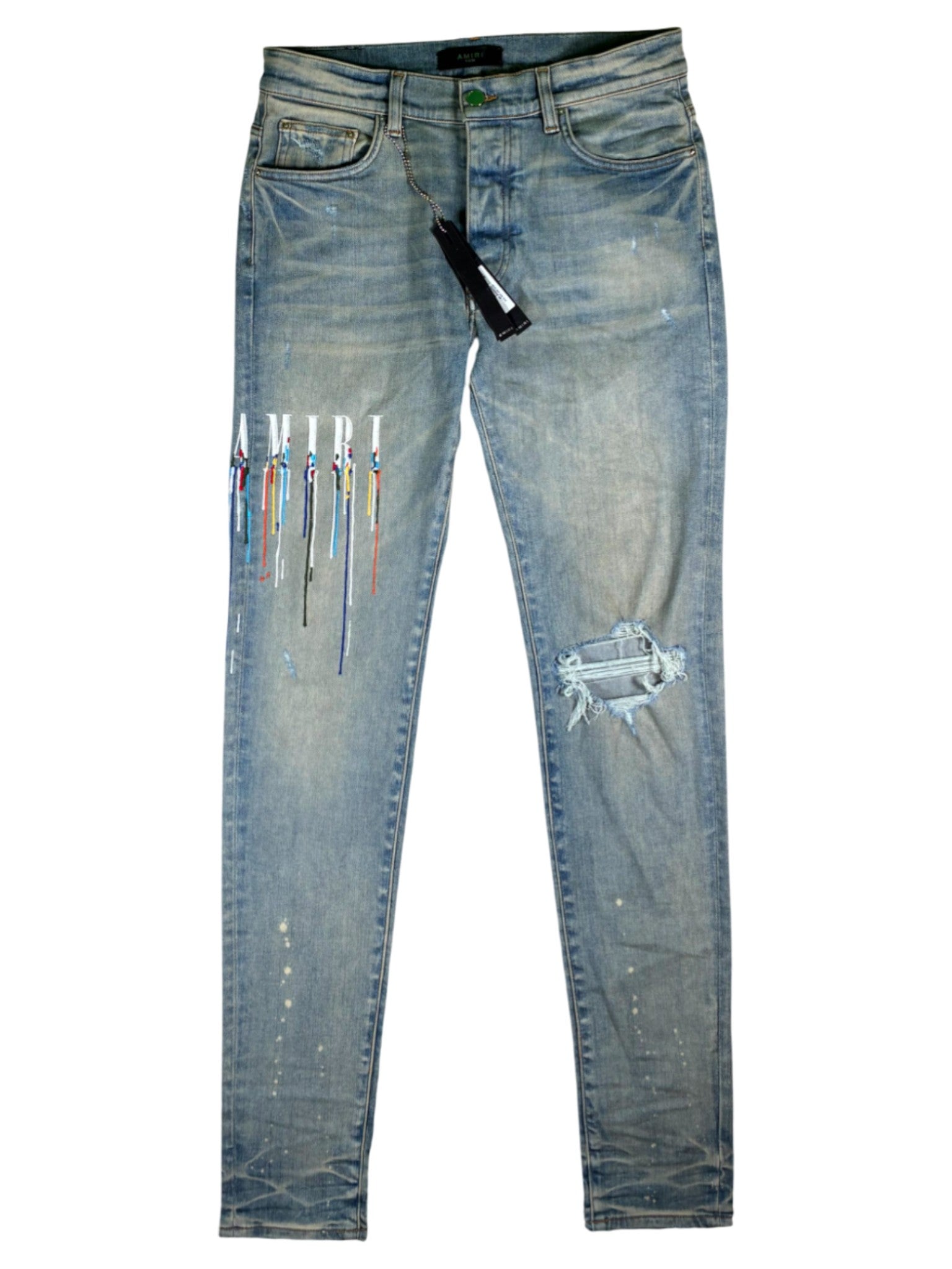 Amiri Paint Drip Light Wash Jeans