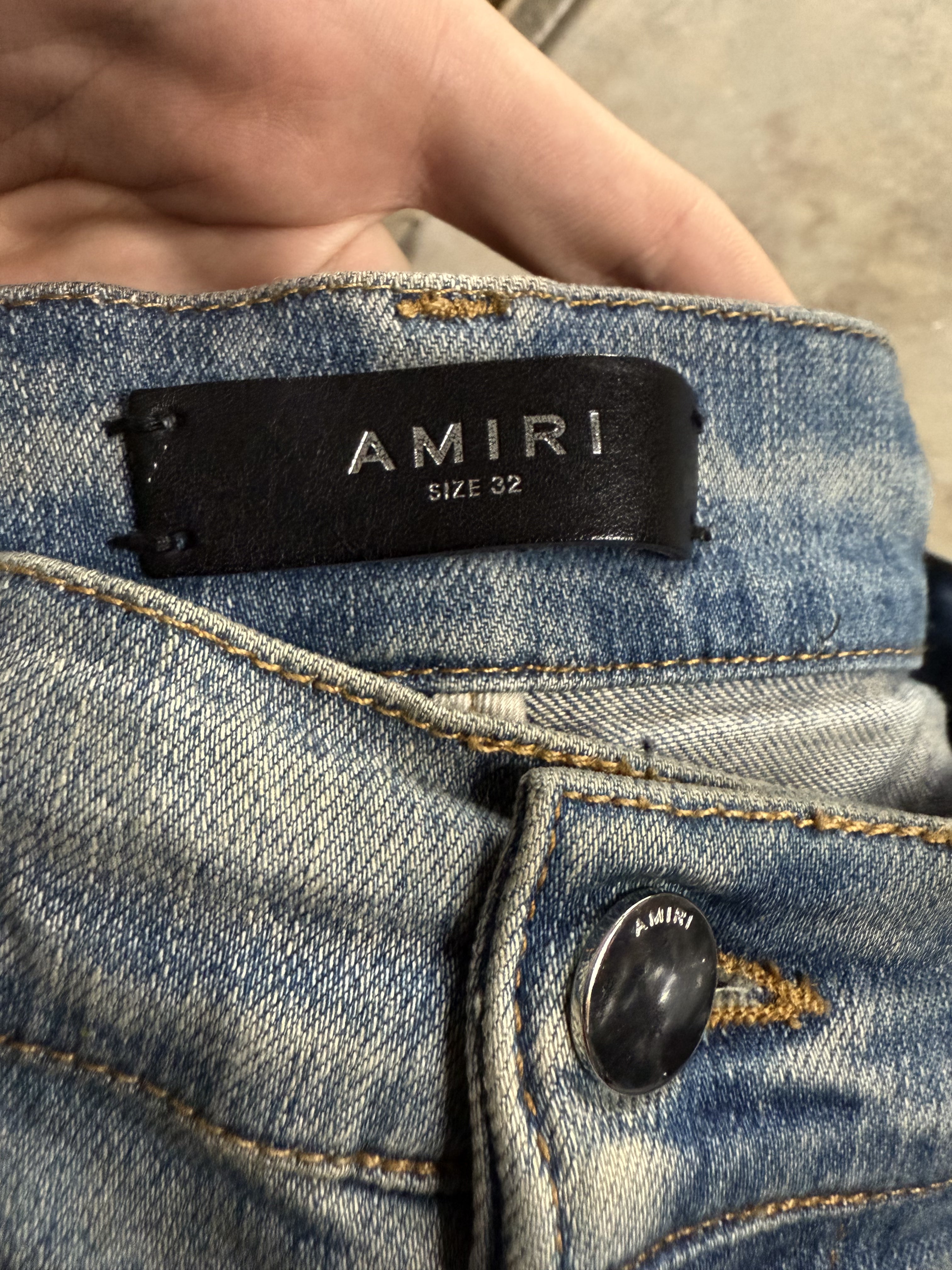 Amiri Stripe Light Wash, Purple & Yellow Jeans