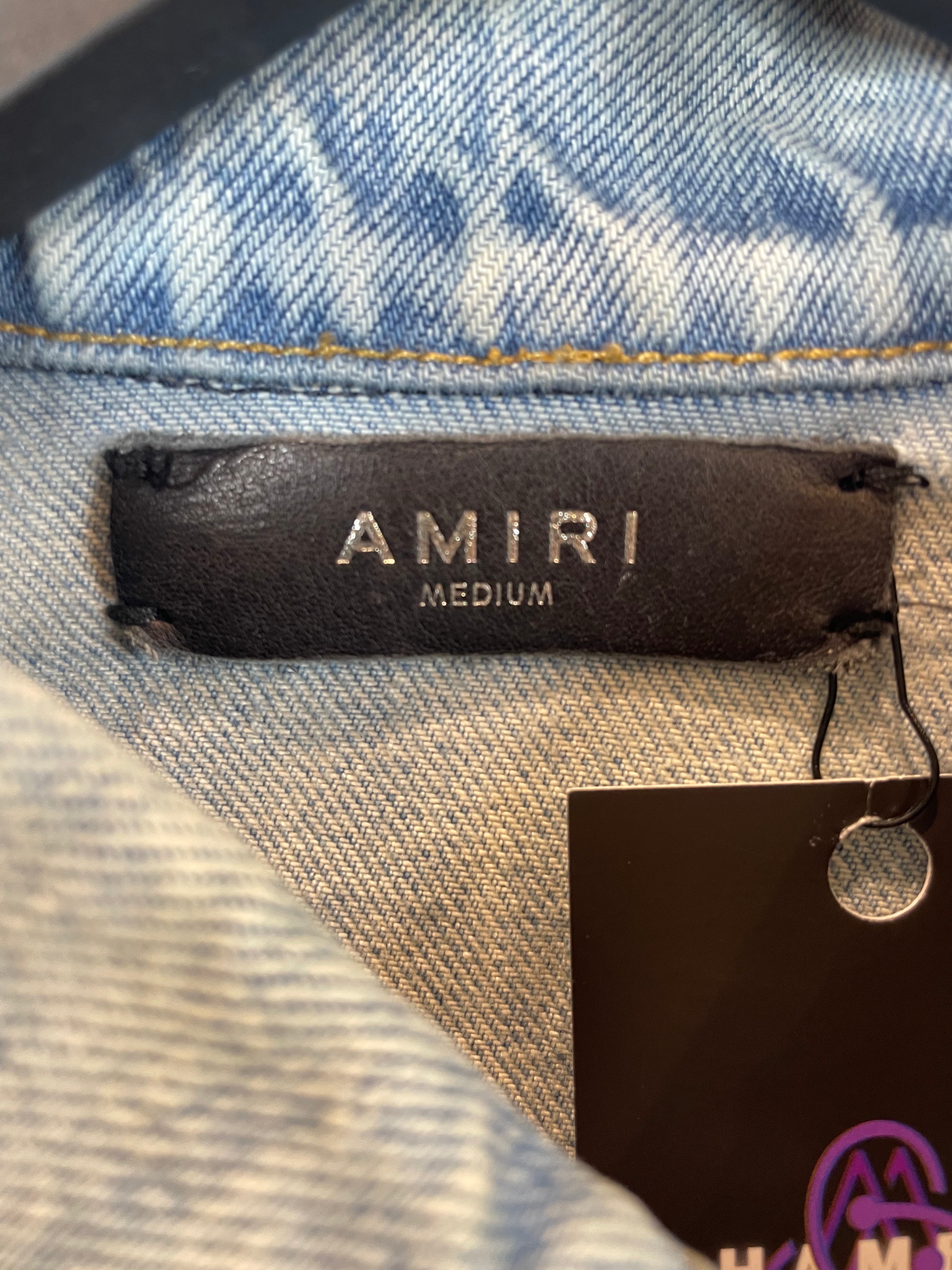 Amiri MX2 Jean Jacket Light Wash Marble Used Medium