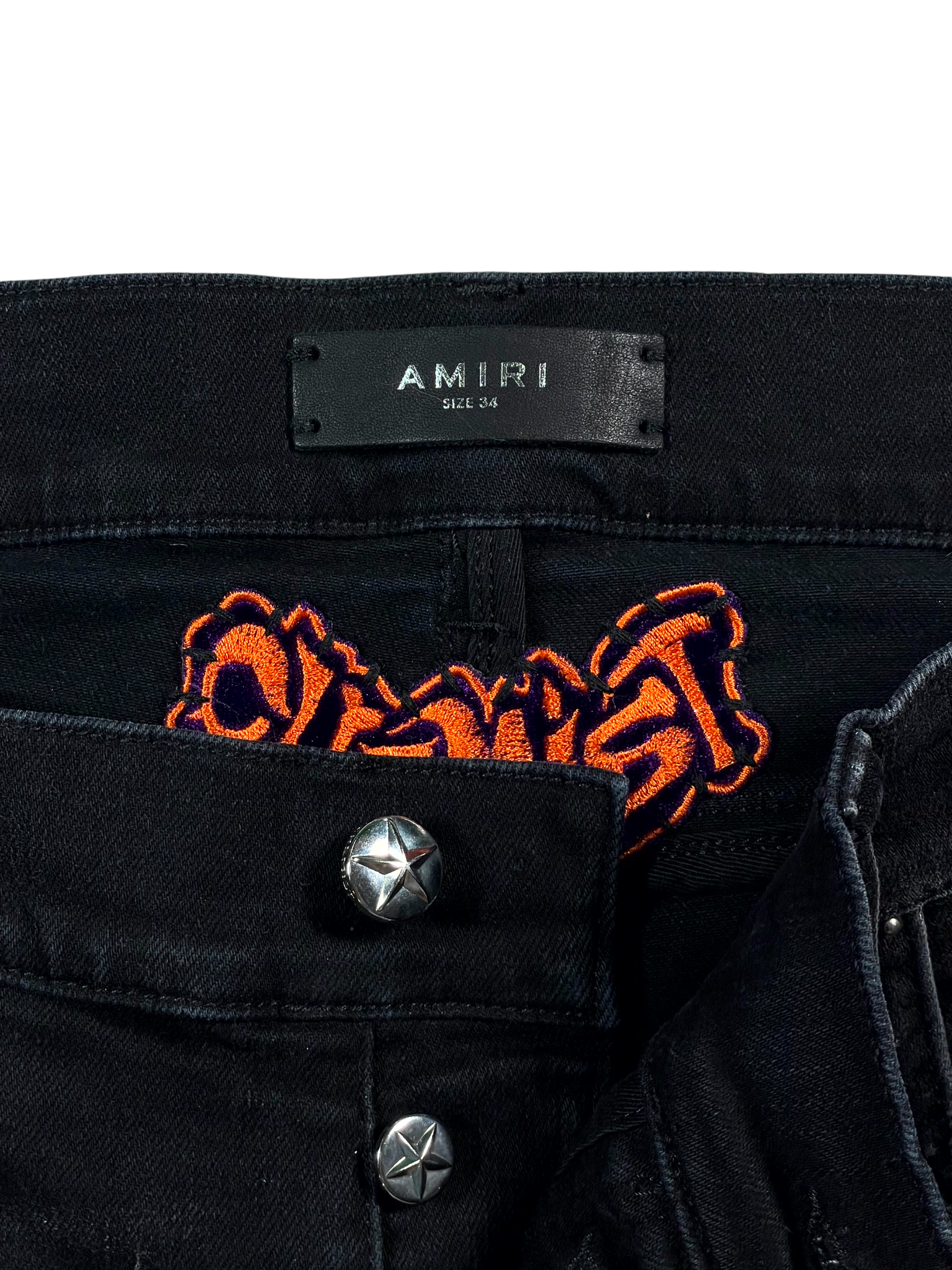 Amiri Chemist Rust Black & Orange Jeans