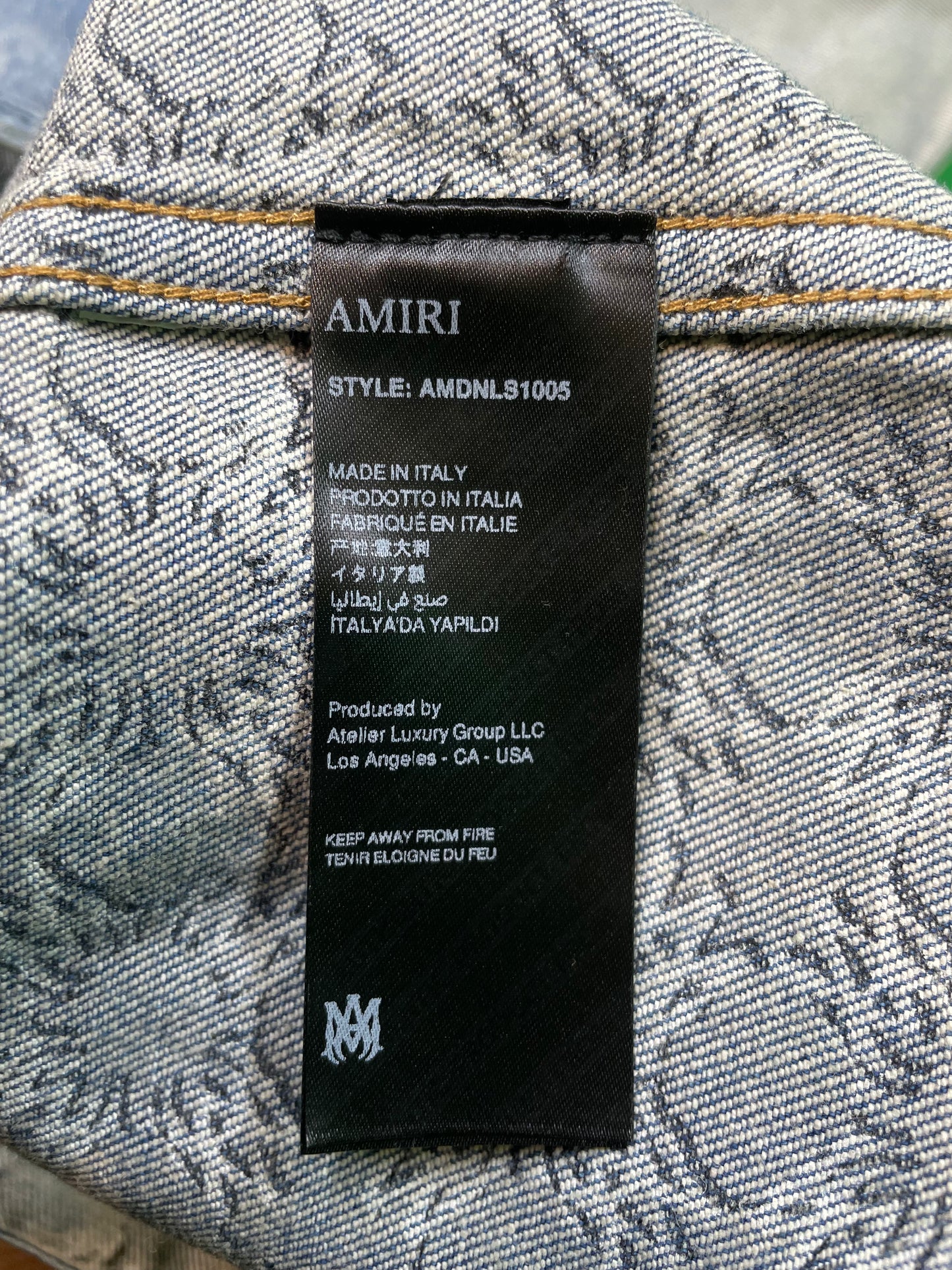 Amiri Light Wash MA All Over Print Blue Jacket