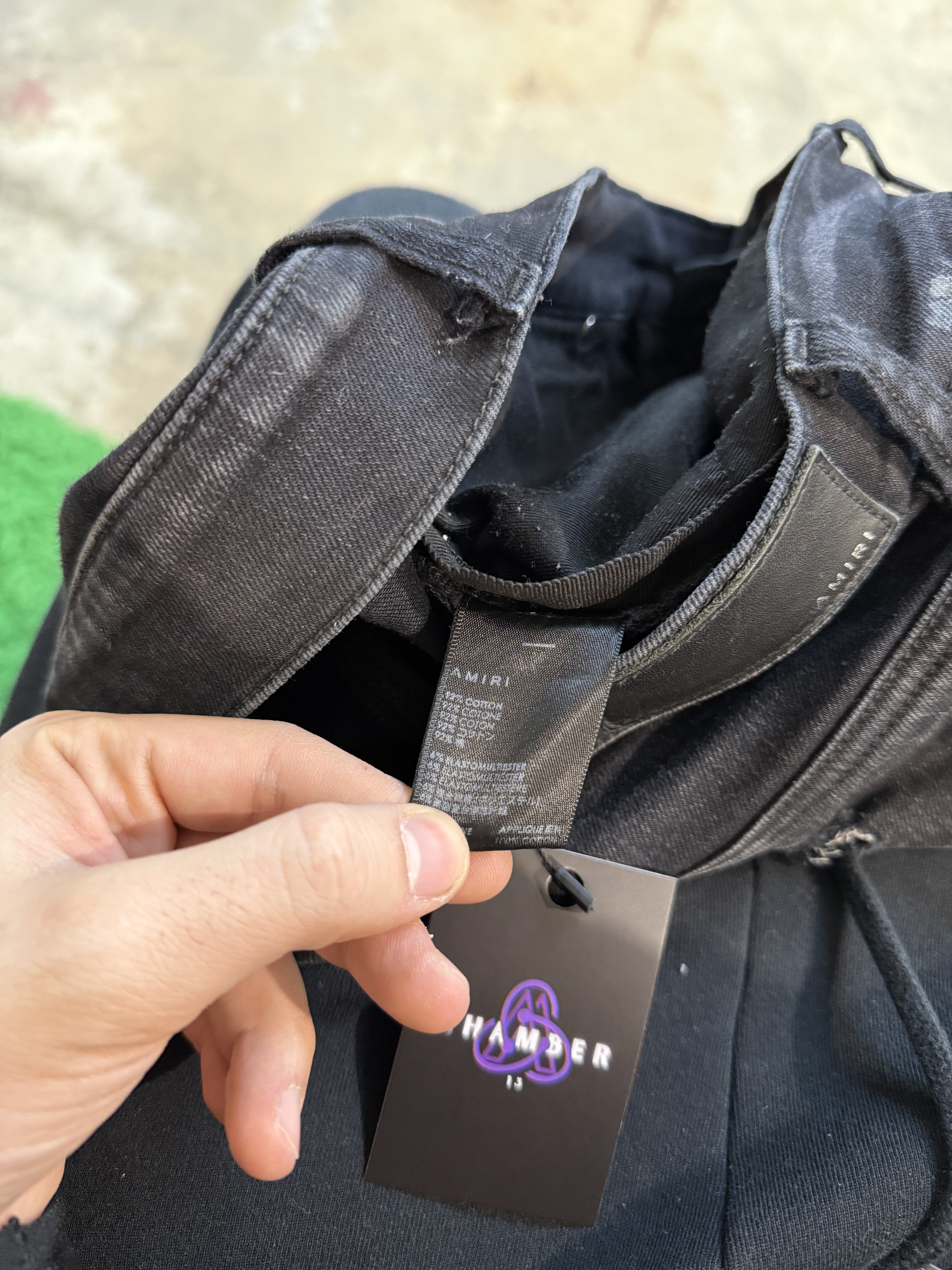 Amiri Jeans Black Splatter Patchwork Used 34