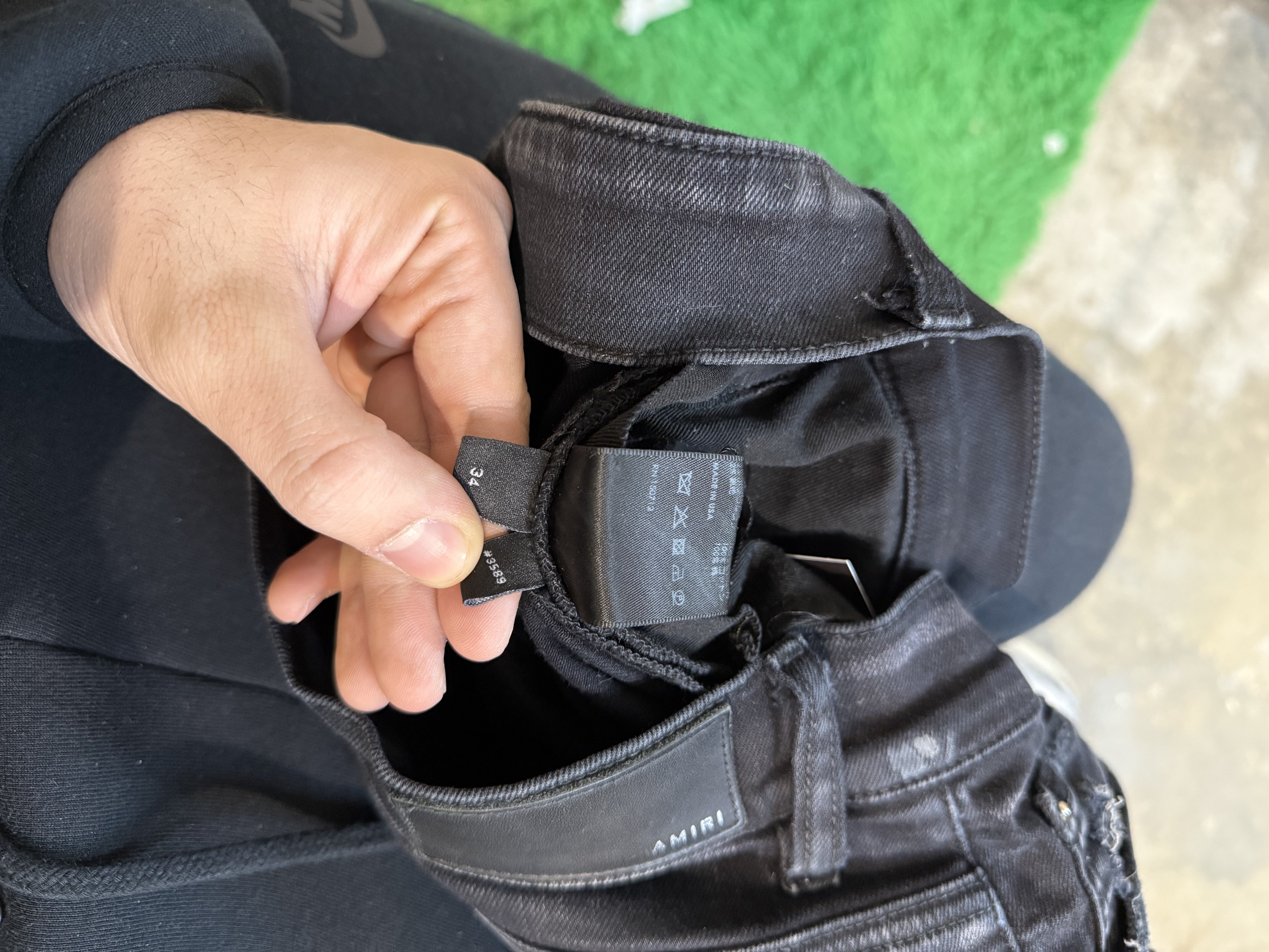 Amiri Jeans Black Splatter Patchwork Used 34