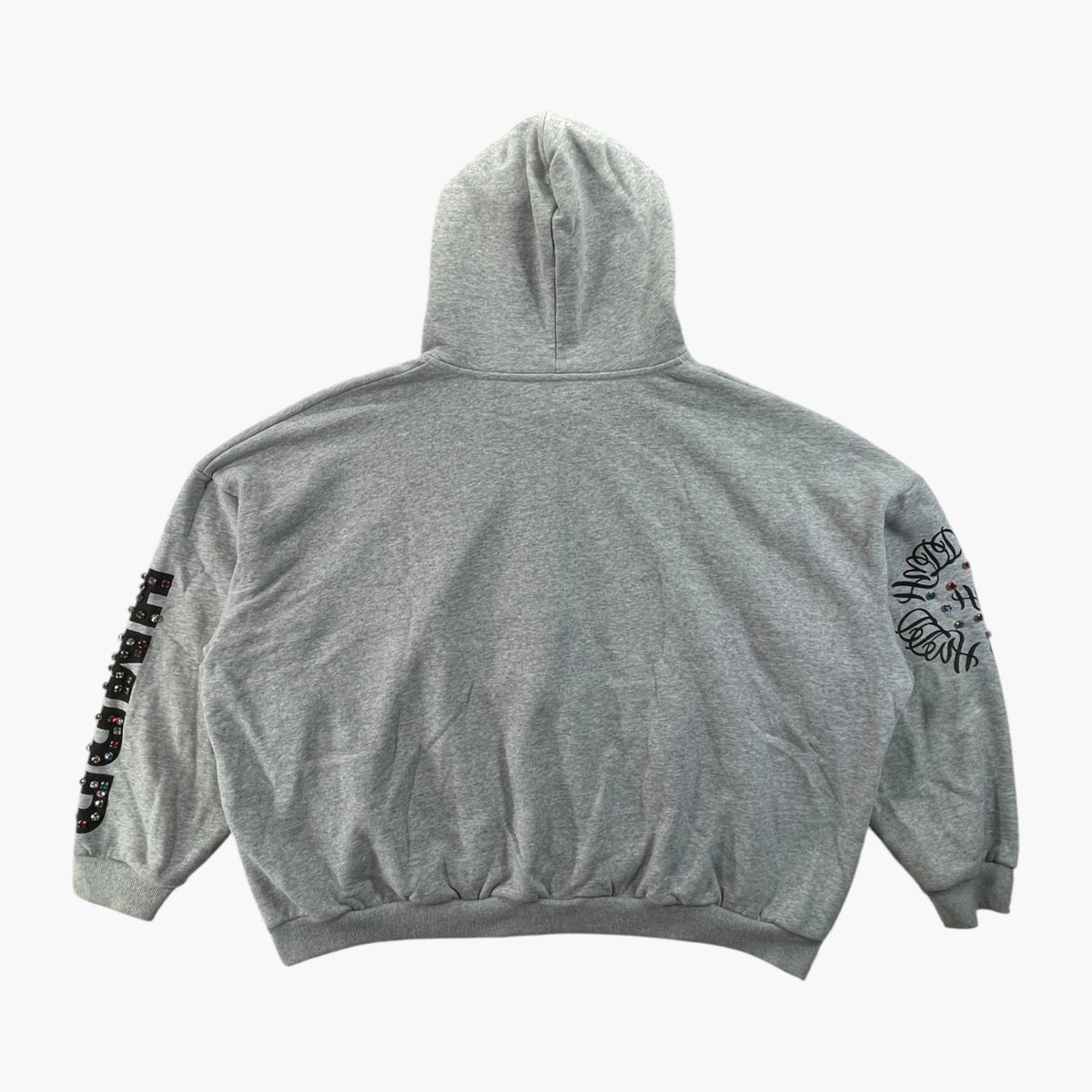 HMDD Rhinestone Grey & Black Zip Up Hoodie