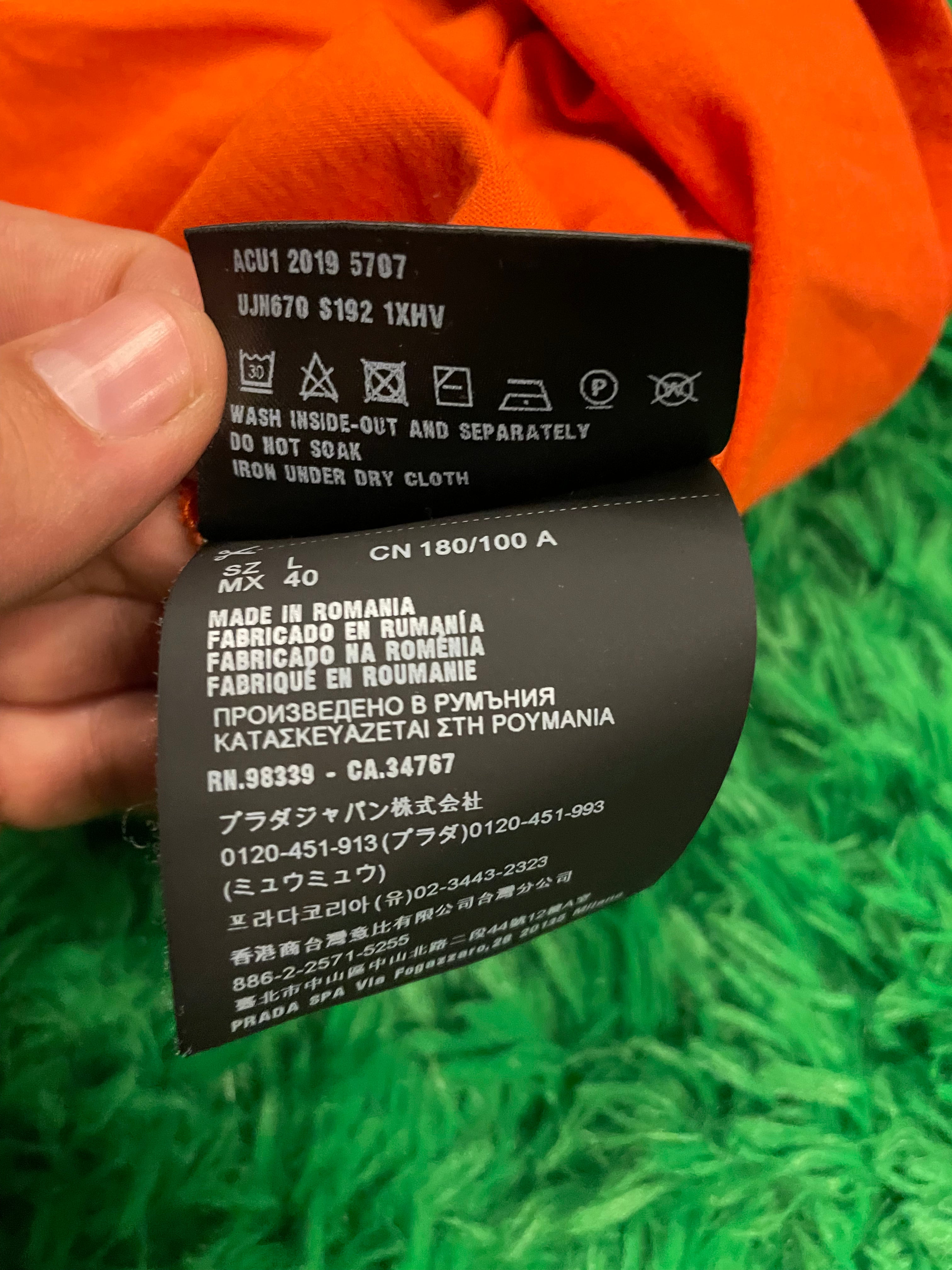 Prada T Shirt Orange Pocket L