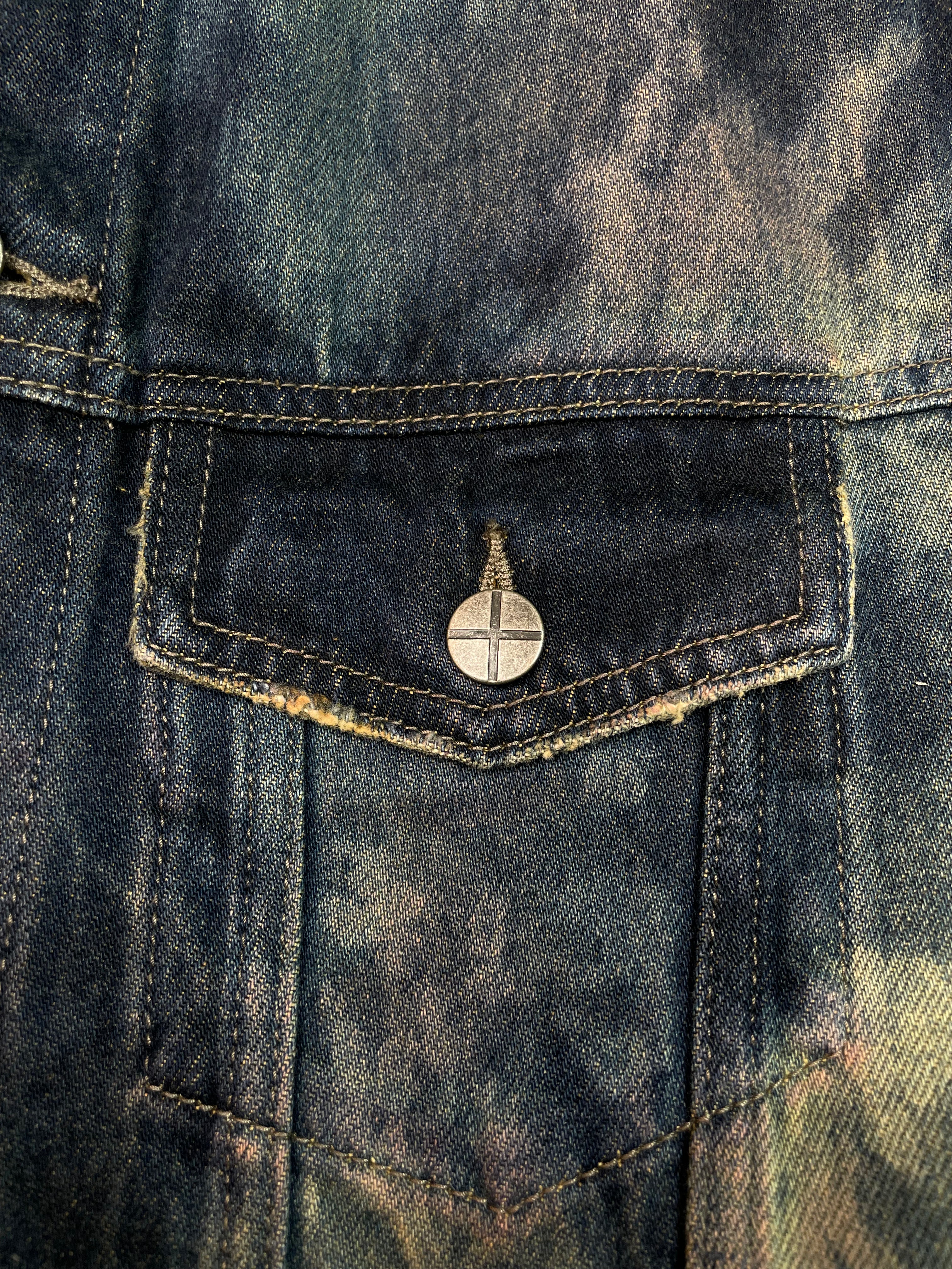 Ksubi Dark Wash Tie Dye Blue Jean Jacket