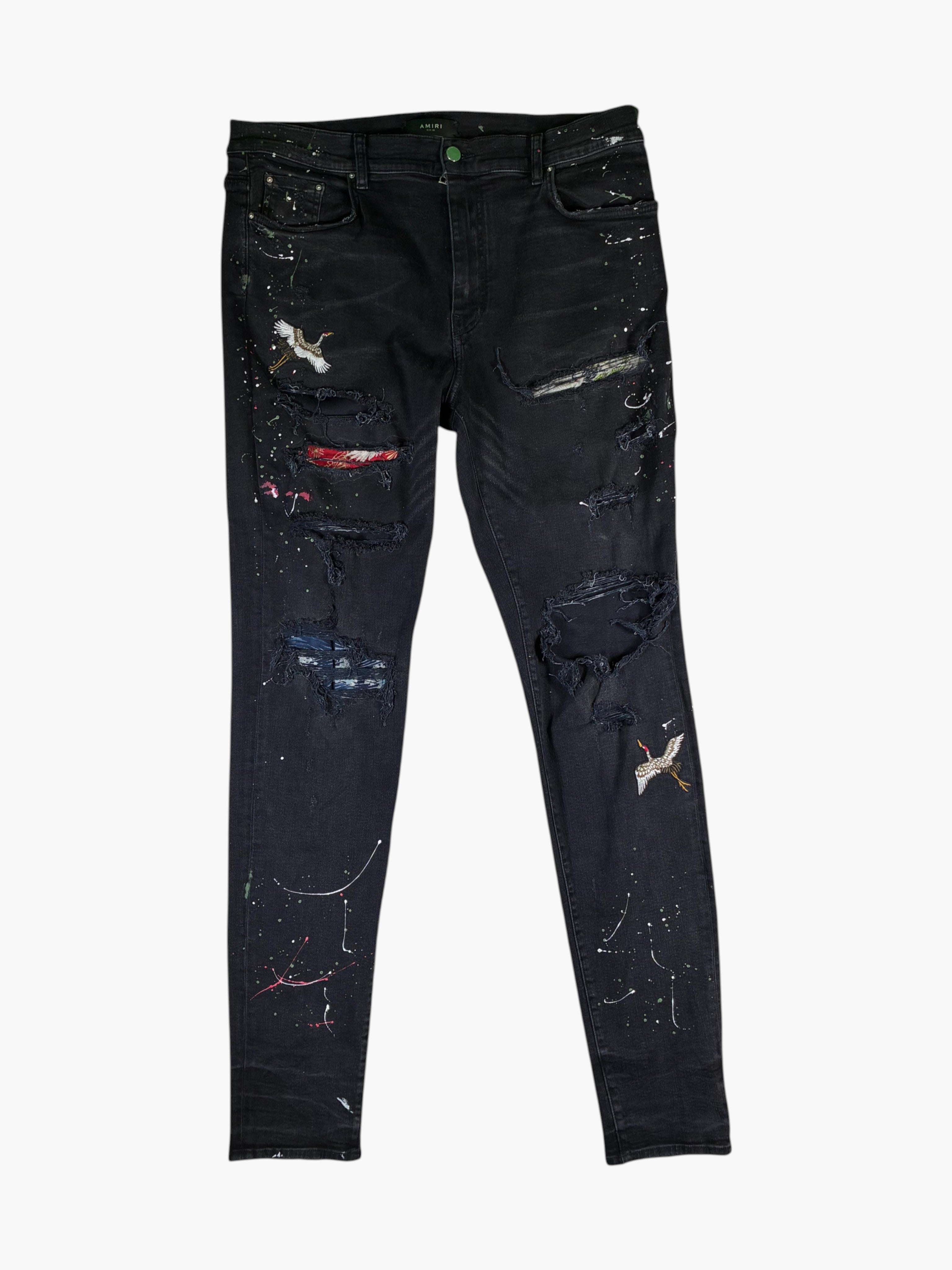 Amiri Black Swan Patch Jeans