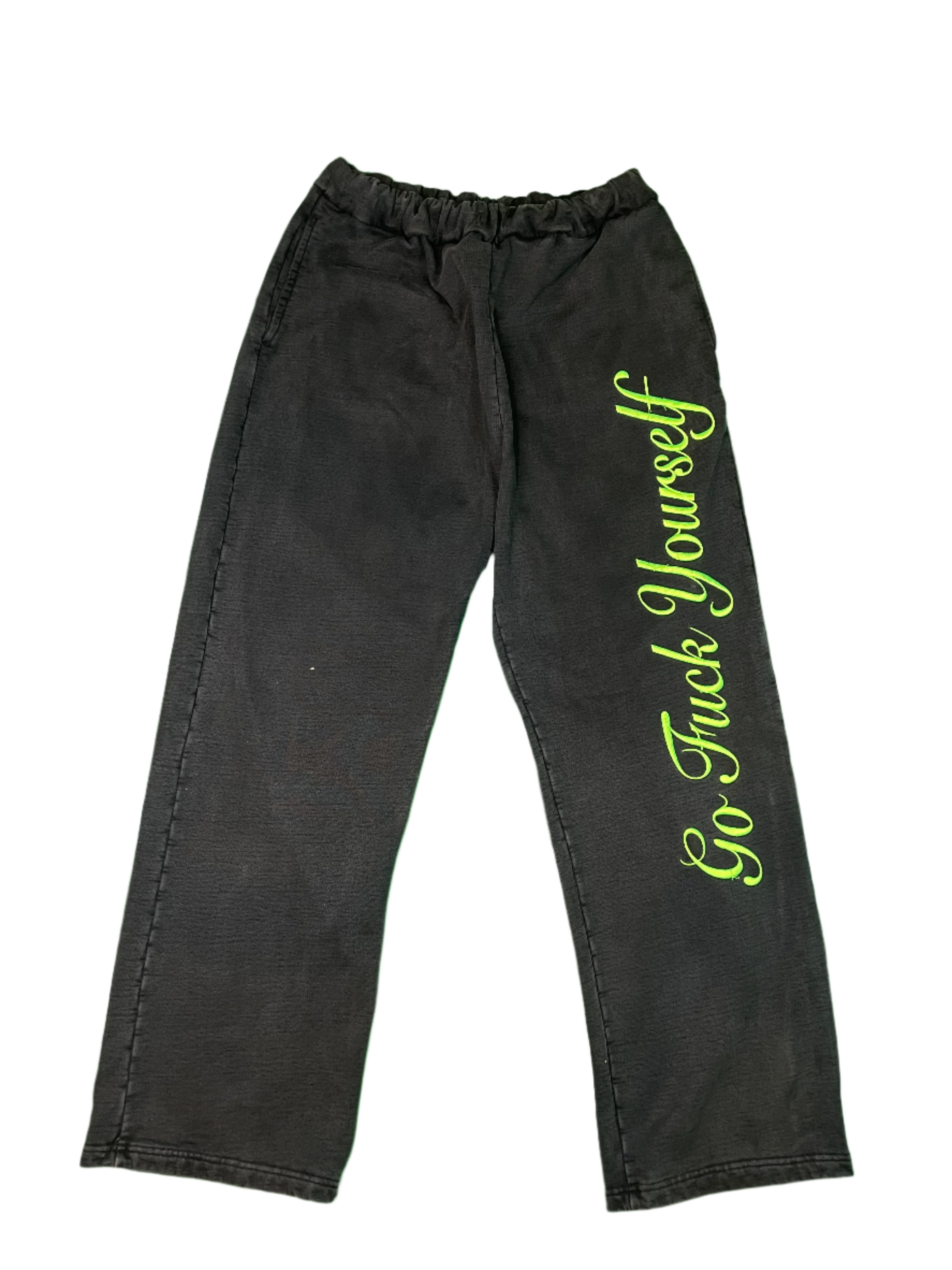4G Go F*CK Yourself Embroidered Black & Green Sweats