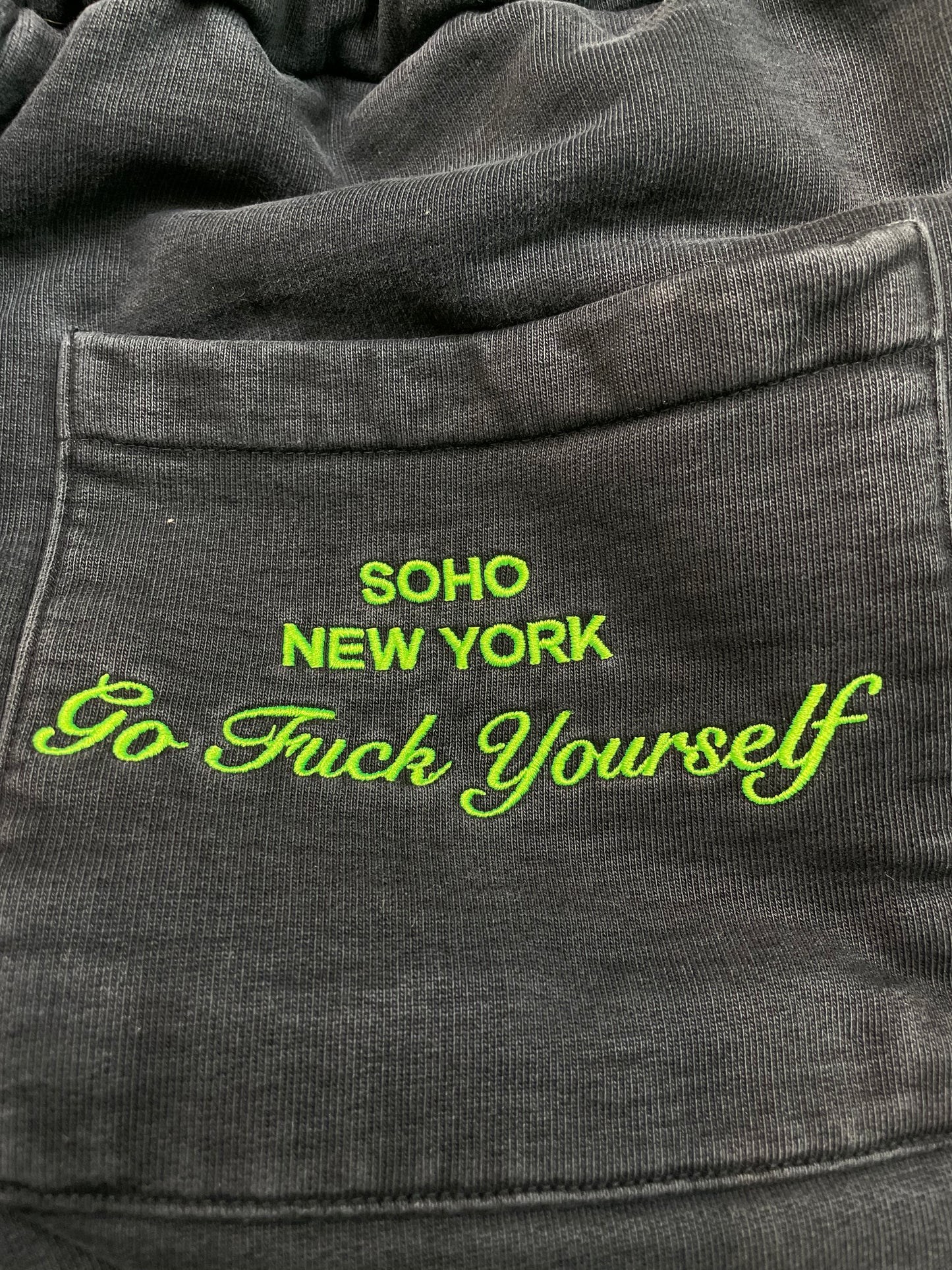 4G Go F*CK Yourself Embroidered Black & Green Sweats