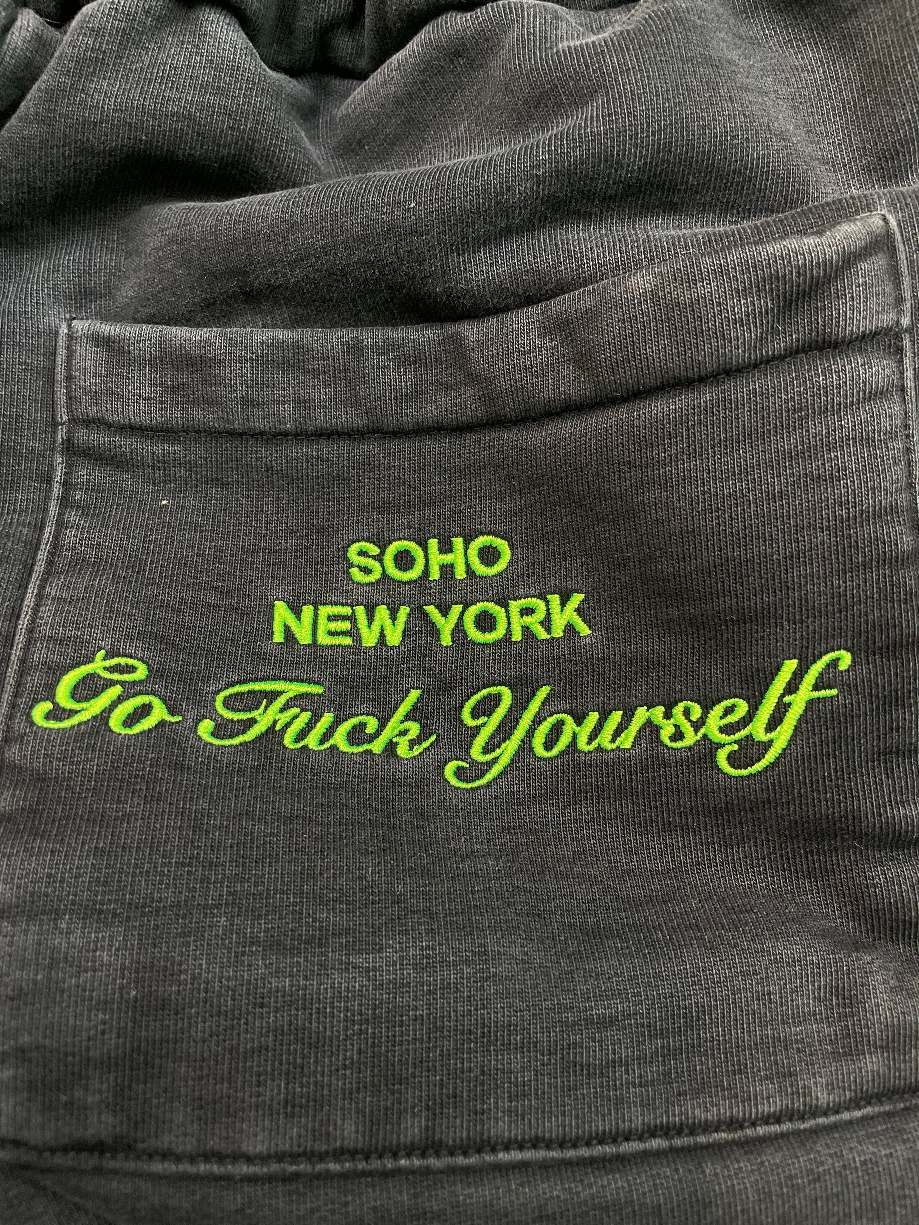 4G Go F*CK Yourself Embroidered Black & Green Sweats
