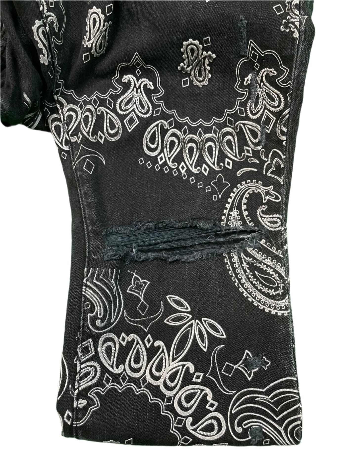 Amiri All Over Paisley Stack Black Jeans