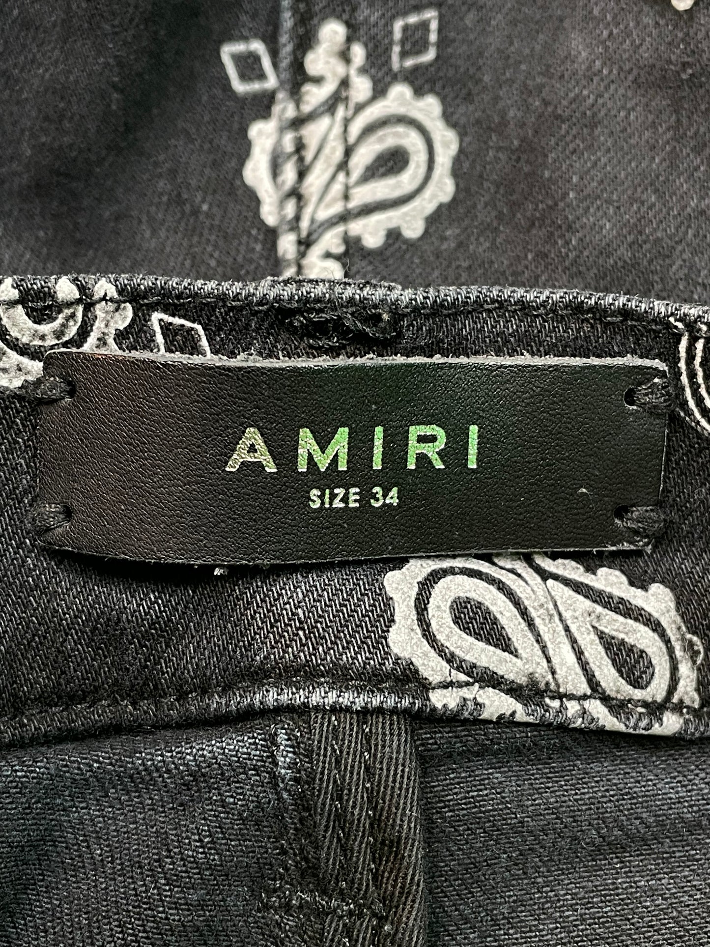 Amiri All Over Paisley Stack Black Jeans