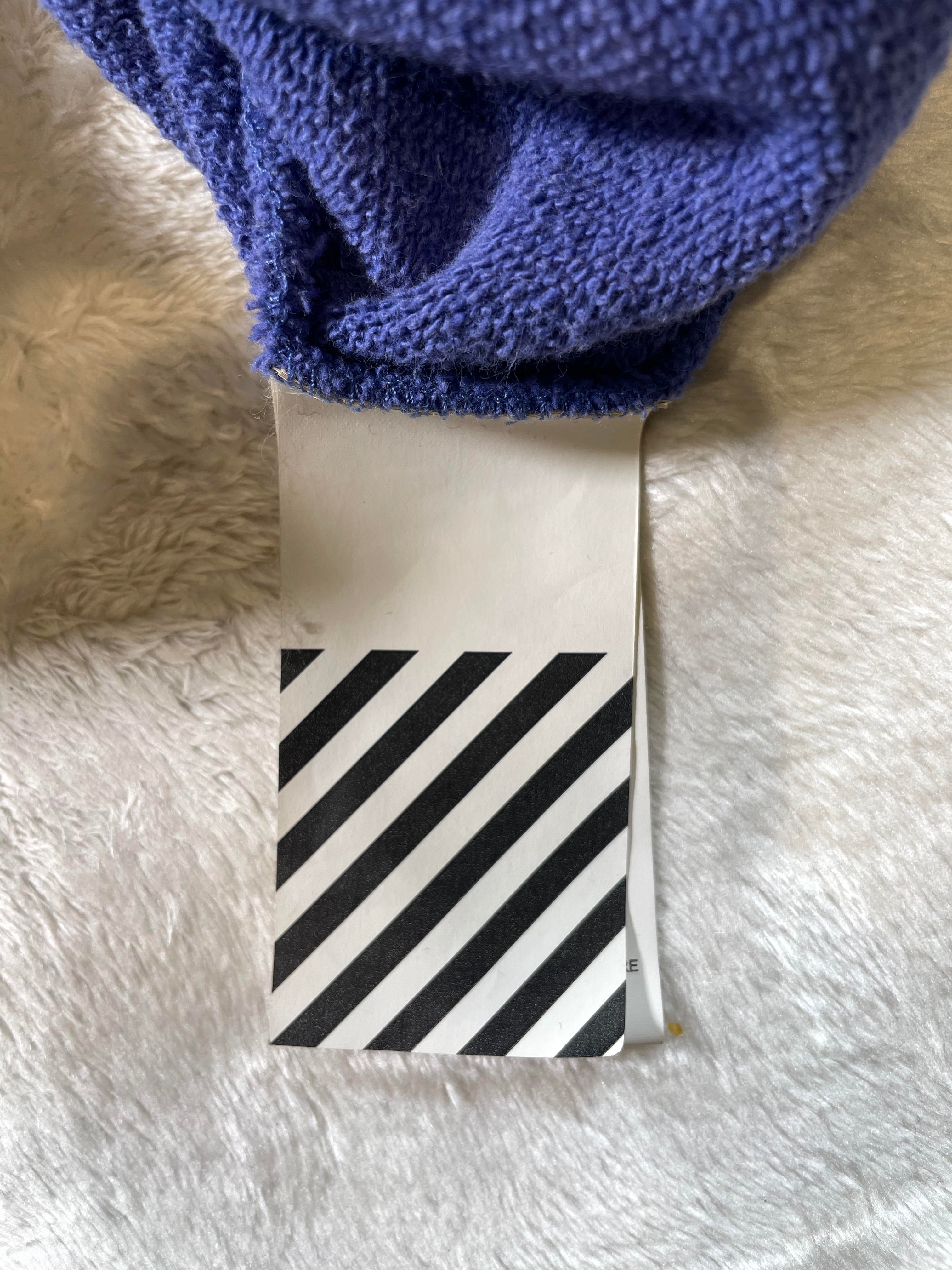Off White Blue Embroidered Hoodie