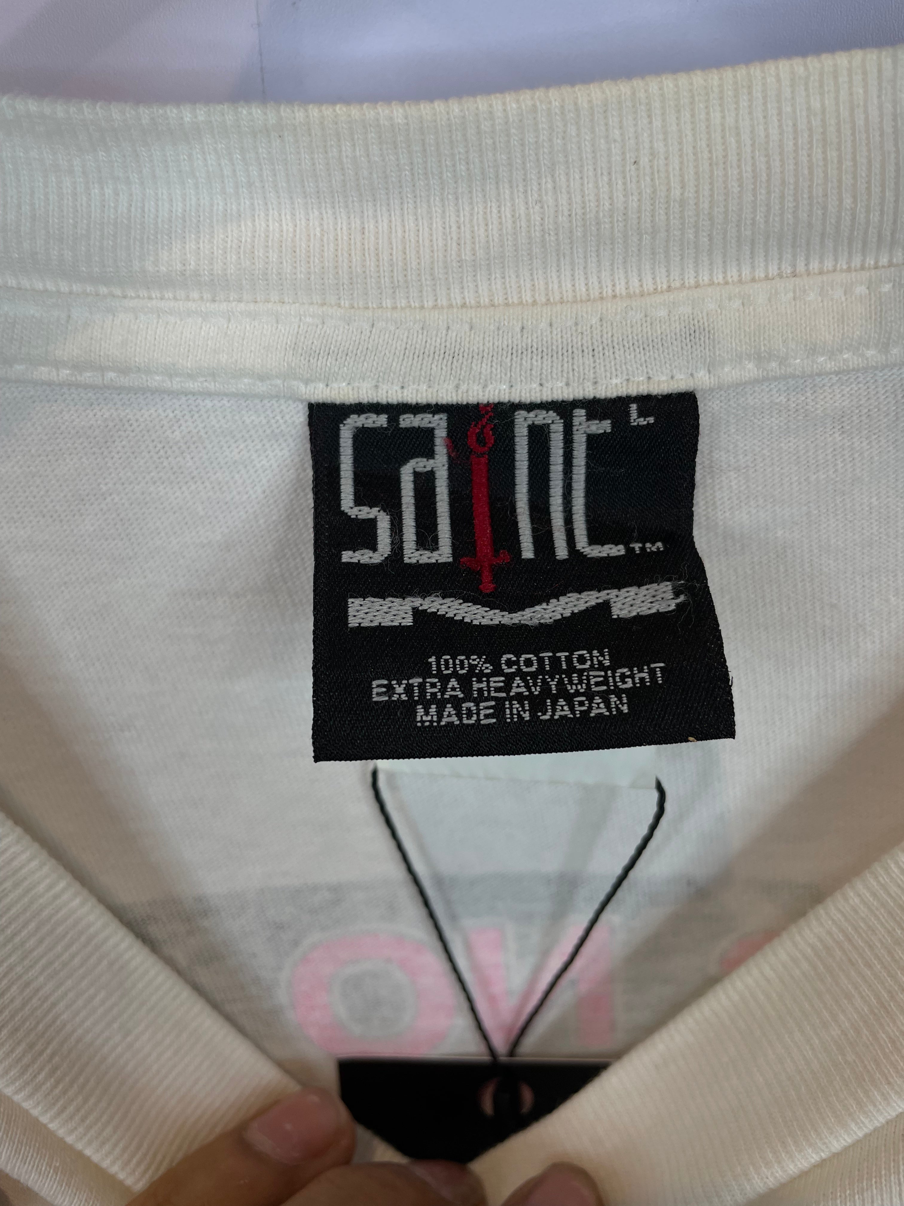 Saint Michael Drug Tee White Pink Used Large