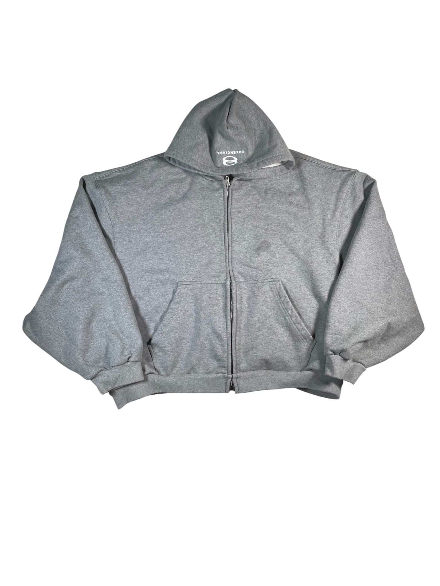 Balenciaga Cropped Zip Up Grey Hoodie