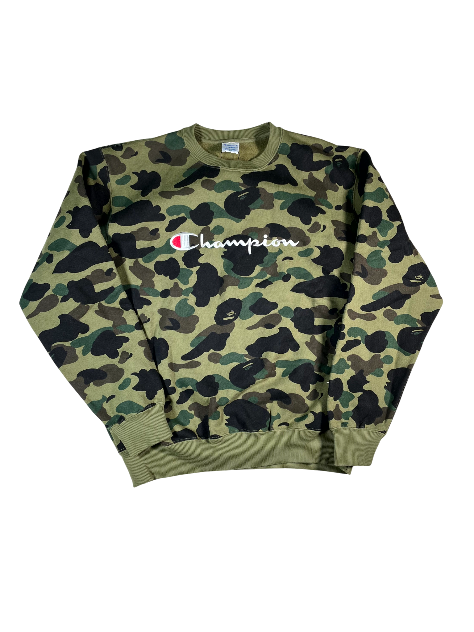 Bape Champion Camo Crewneck Green Sweatshirt