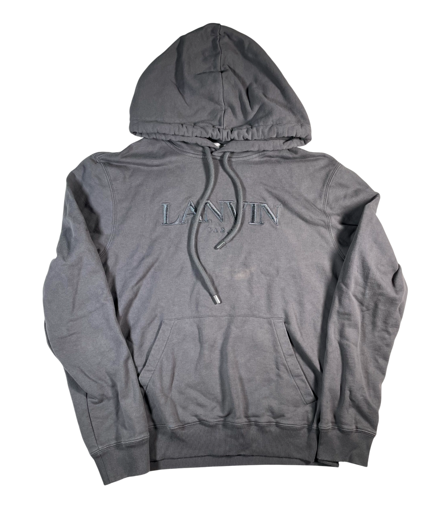 Lanvin Stone Embroidered Logo Grey Hoodie