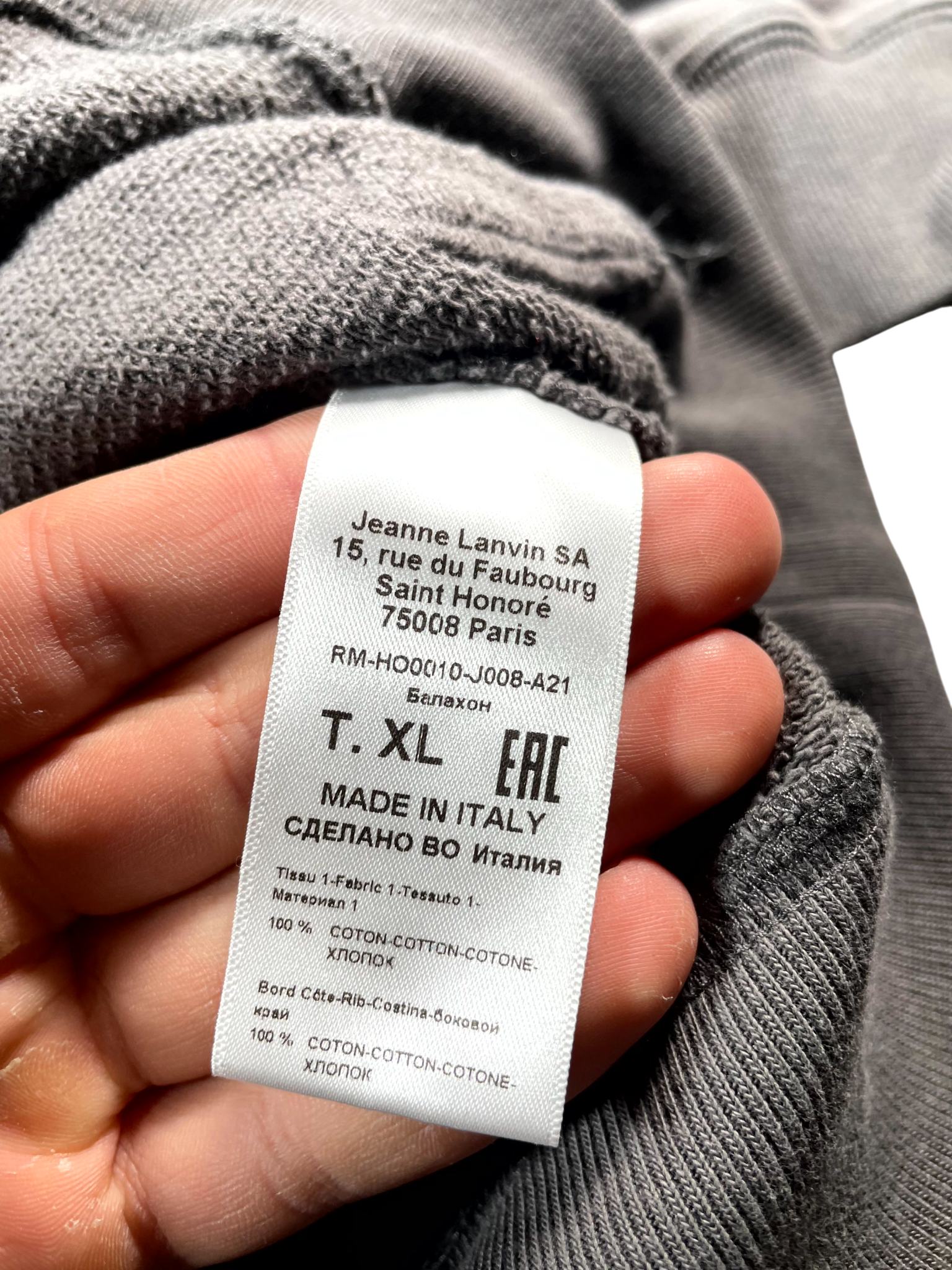 Lanvin Stone Embroidered Logo Grey Hoodie