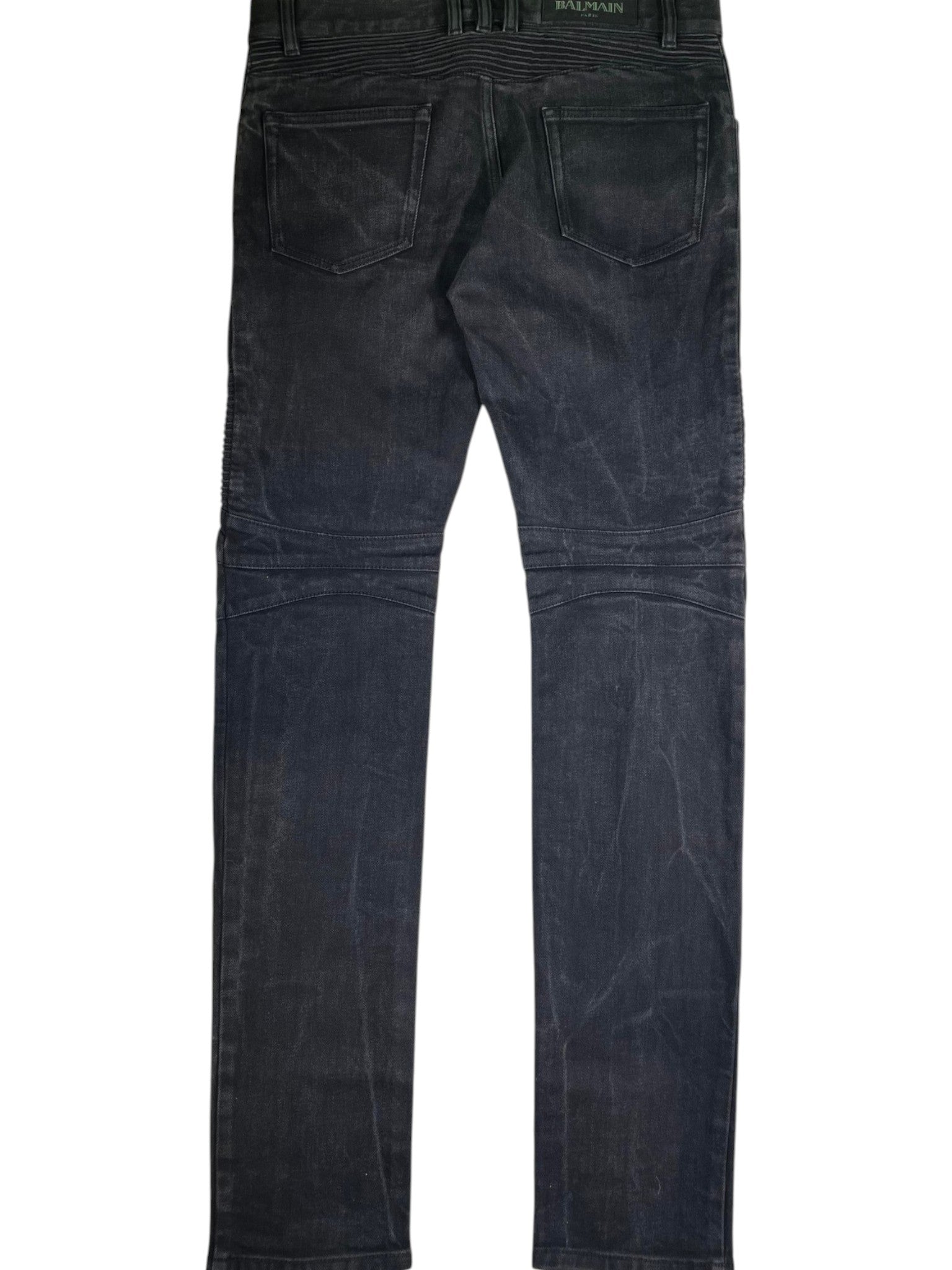 Balmain Black Wax Biker Jeans