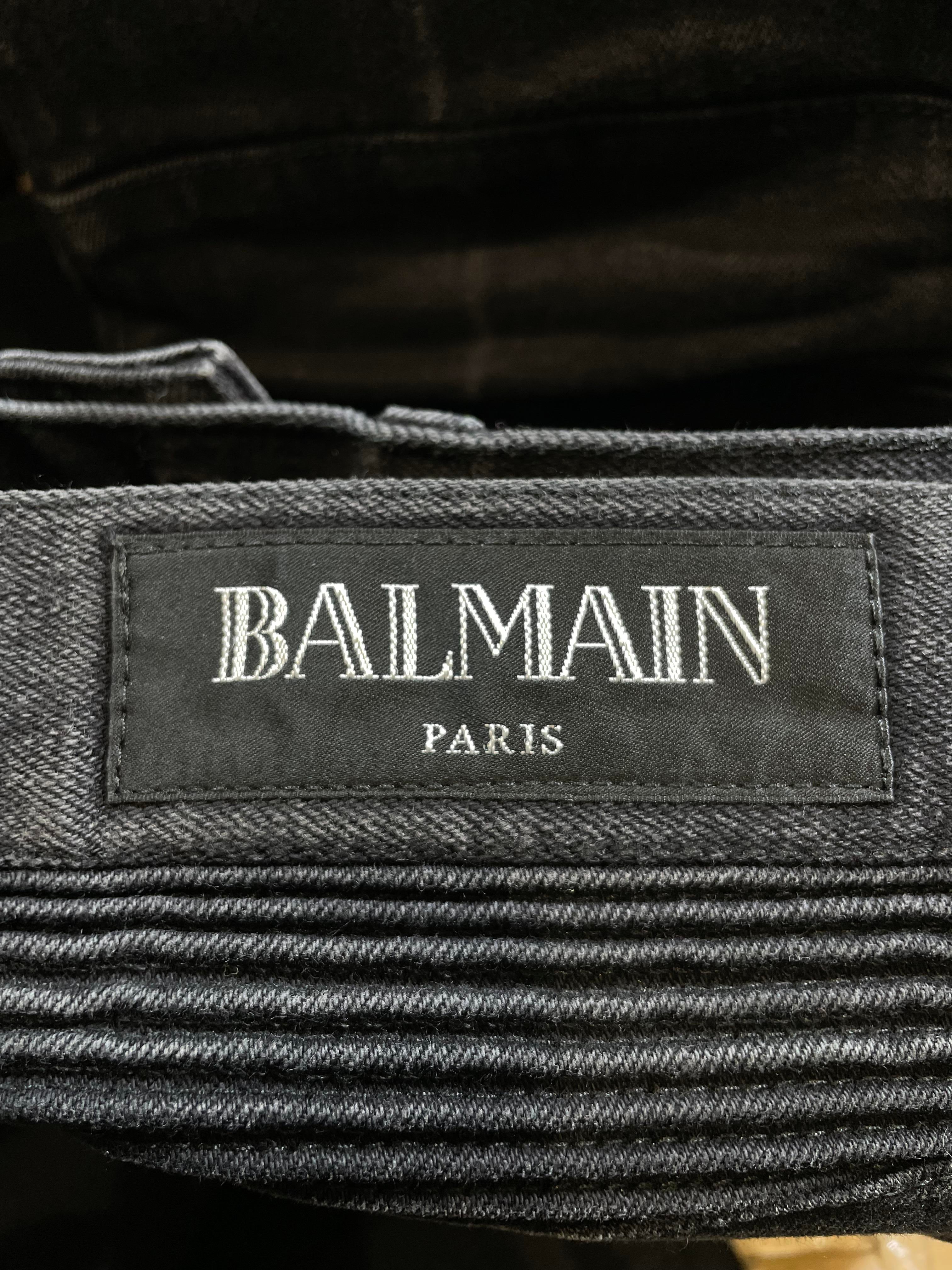 Balmain Black Wax Biker Jeans