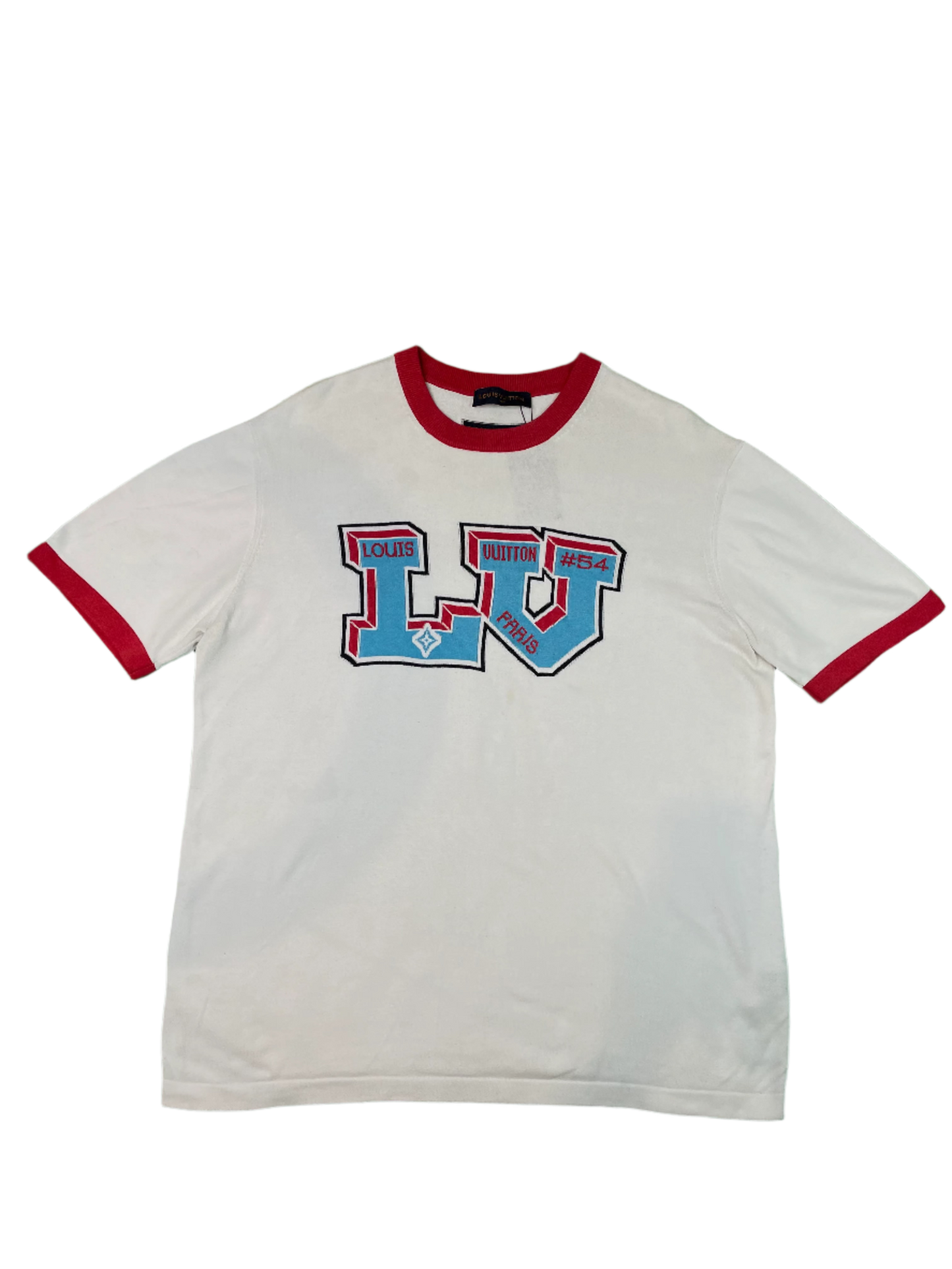 LV Logo Knit White & Red Tee