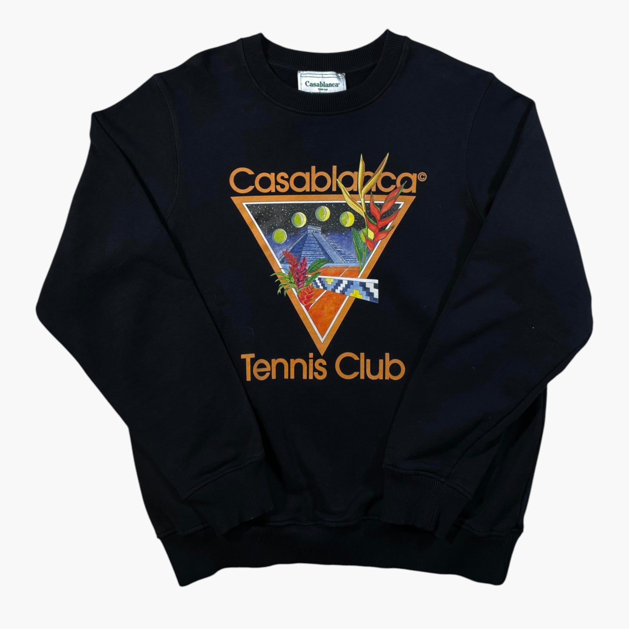 Casablanca Tennis Icon Printed Black Crewneck