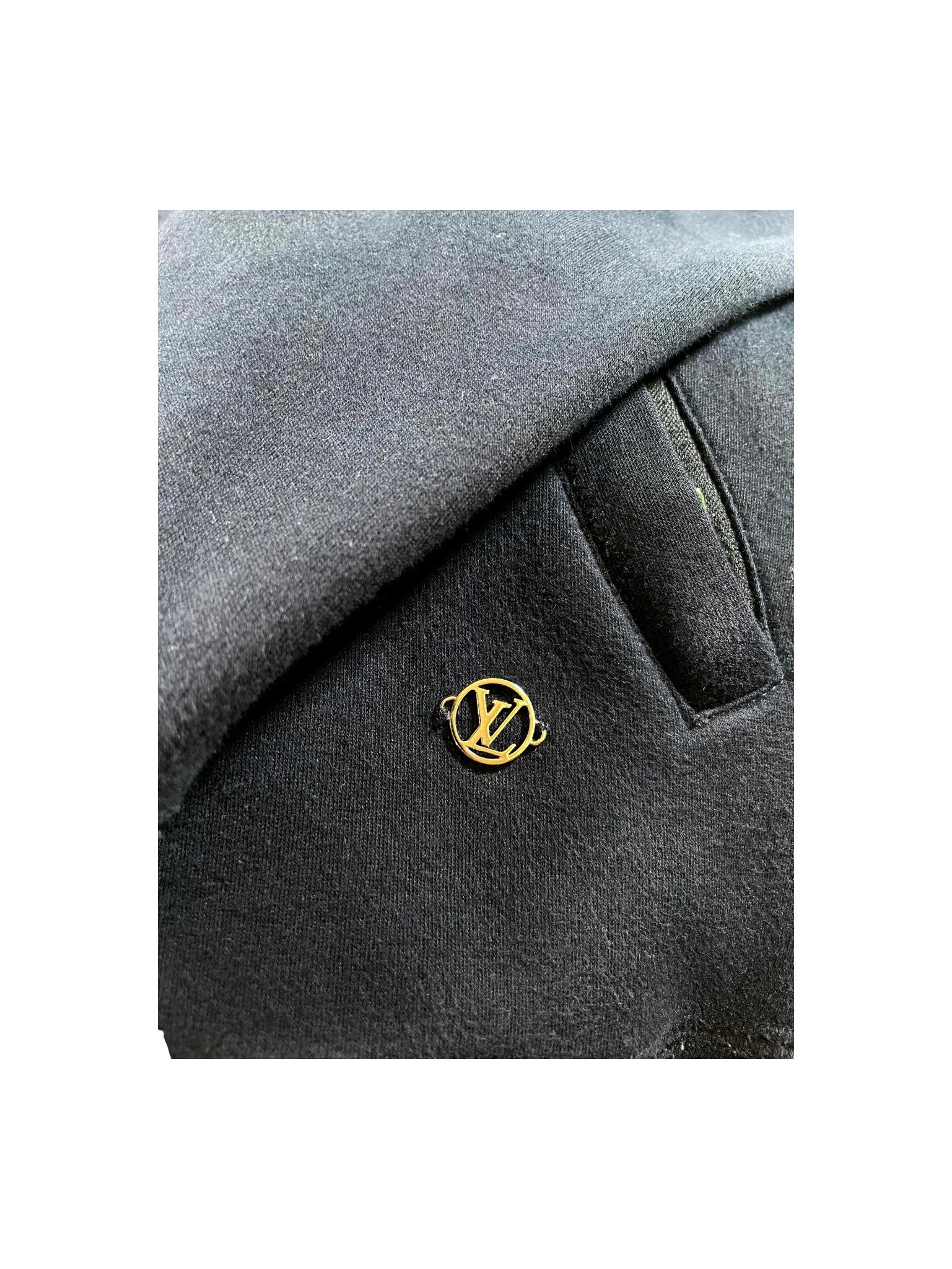 Louis Vuitton Logo Zip Up Navy & Silver Hoodie