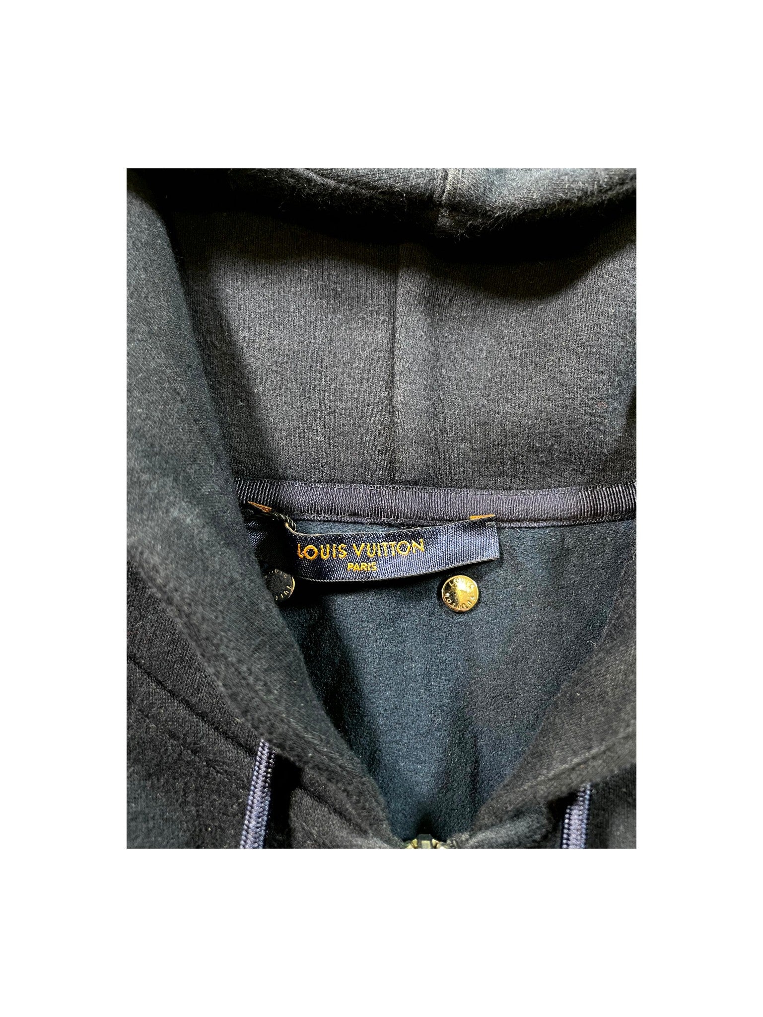 Louis Vuitton Logo Zip Up Navy & Silver Hoodie