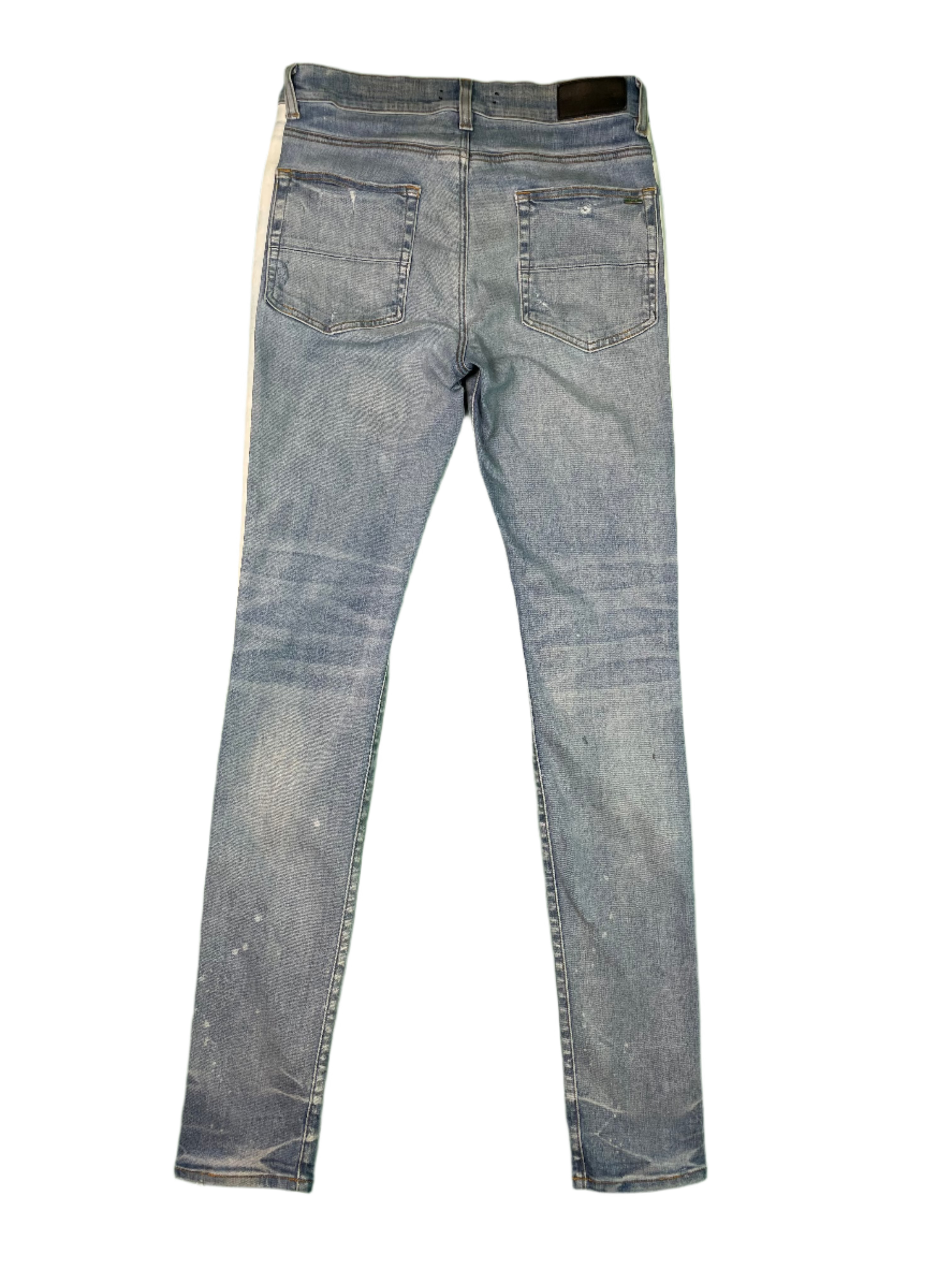 Amiri Thrasher White Stripe Light Wash Blue Jeans
