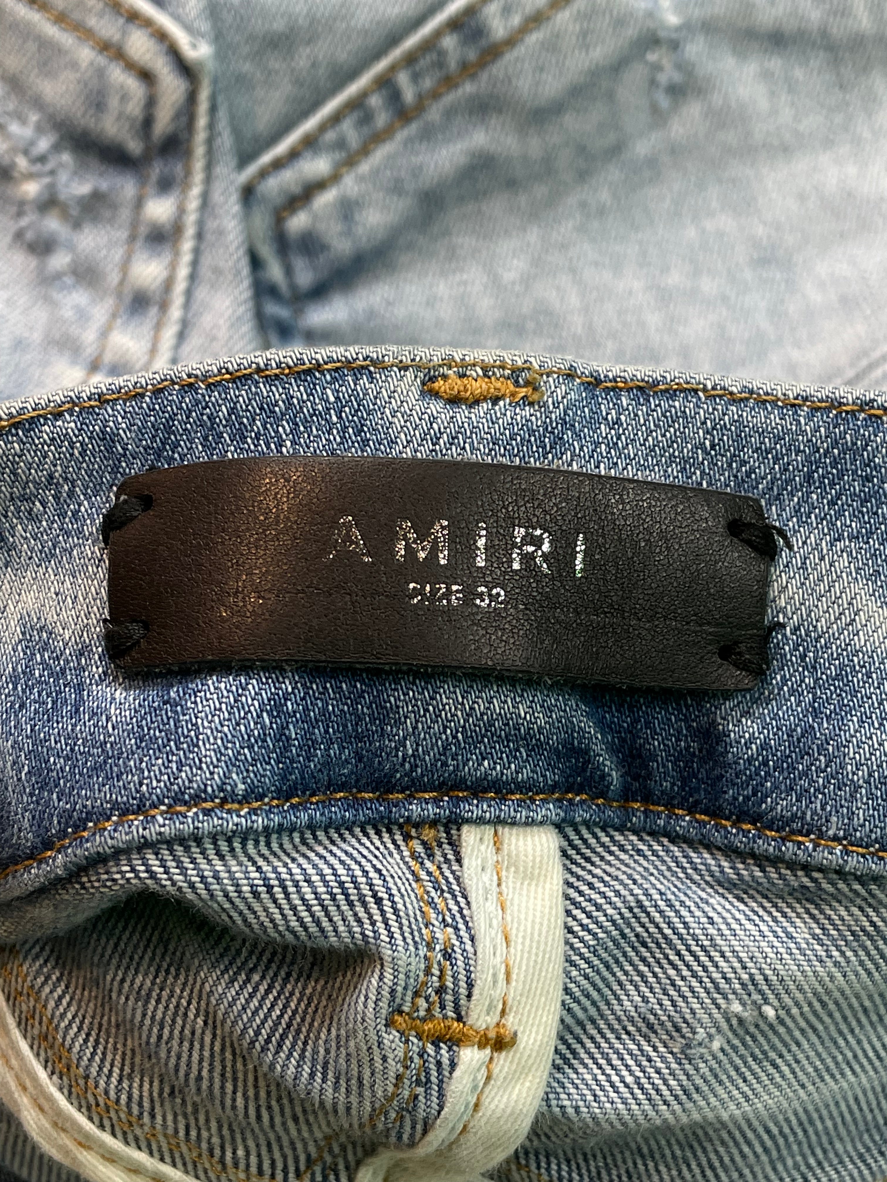 Amiri Thrasher White Stripe Light Wash Blue Jeans