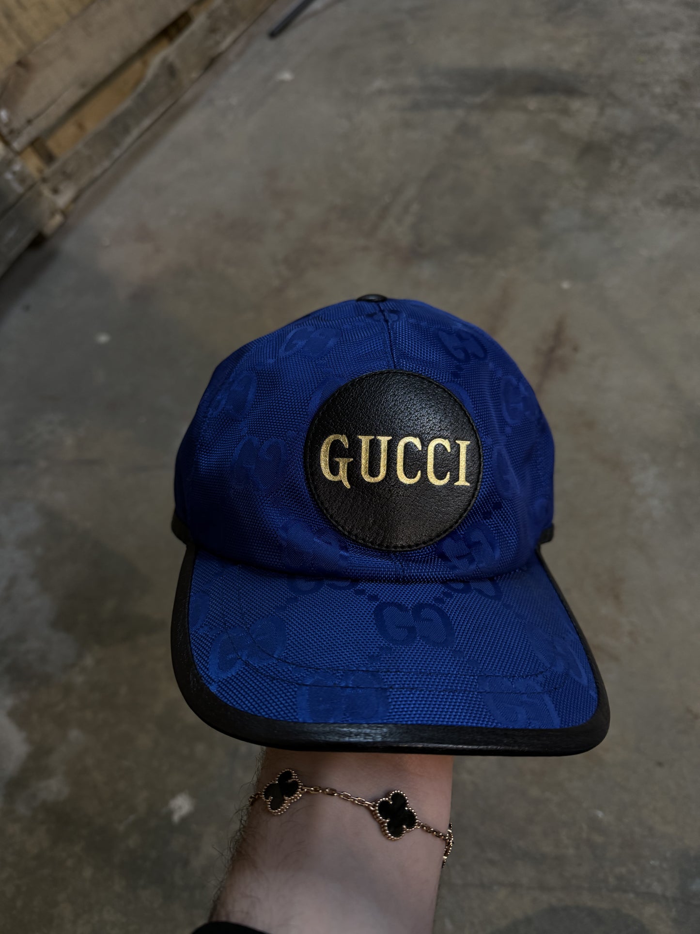 Gucci Mono Cap Royal Blue Black Used Small With Tags