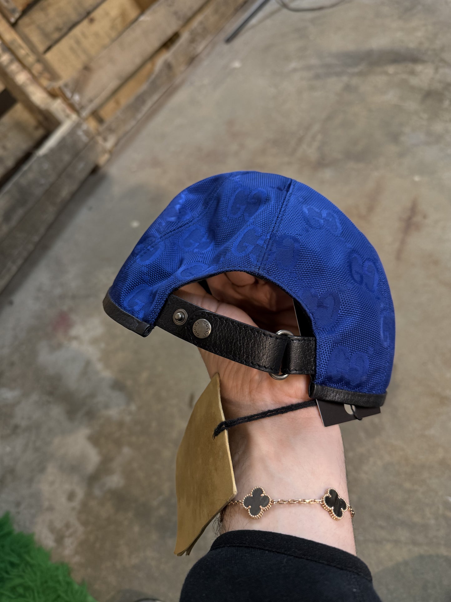 Gucci Mono Cap Royal Blue Black Used Small With Tags