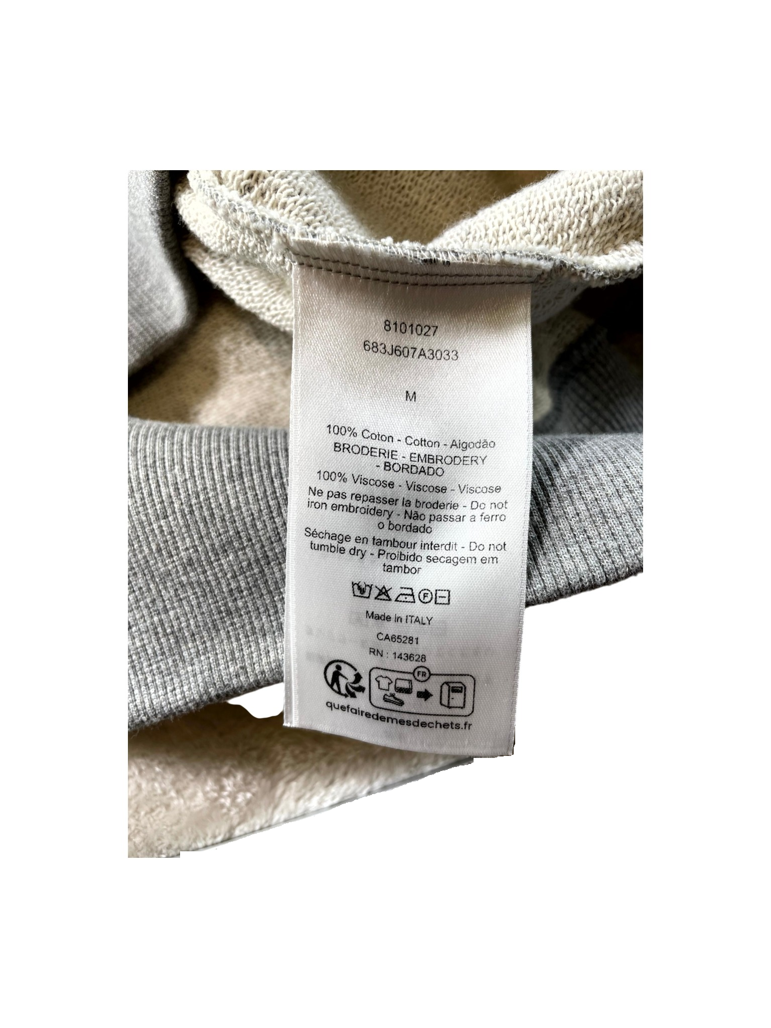 Dior Embroidered Logo Grey & White Hoodie