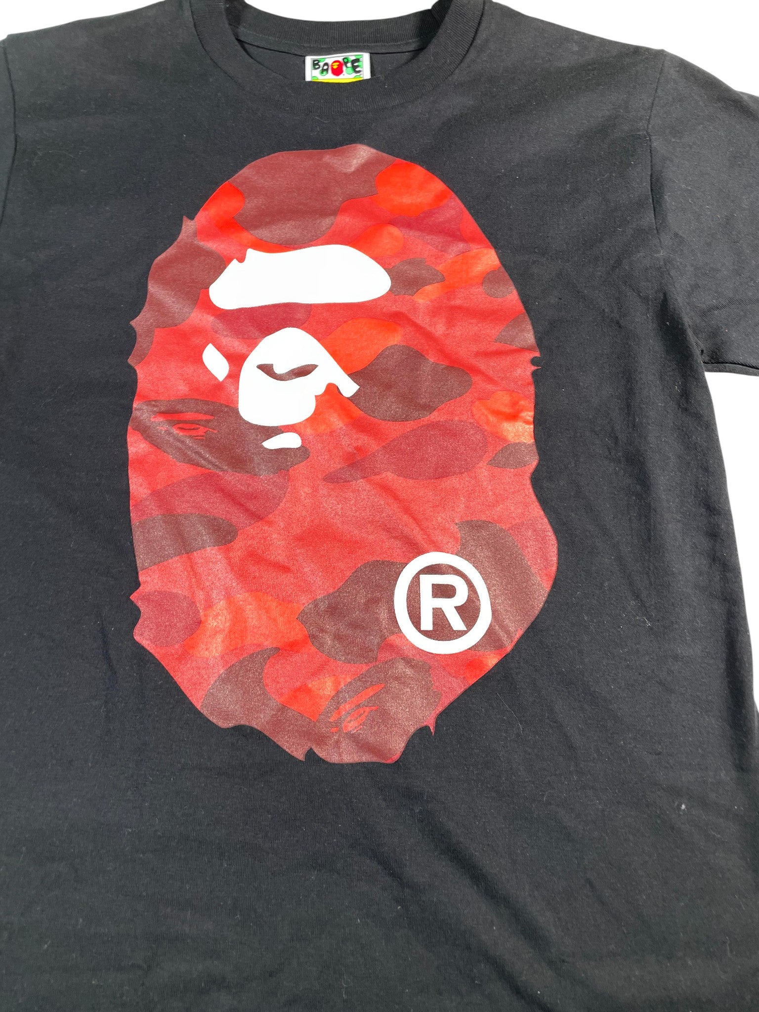 Bape Camo Ape Logo Black & Red Tee